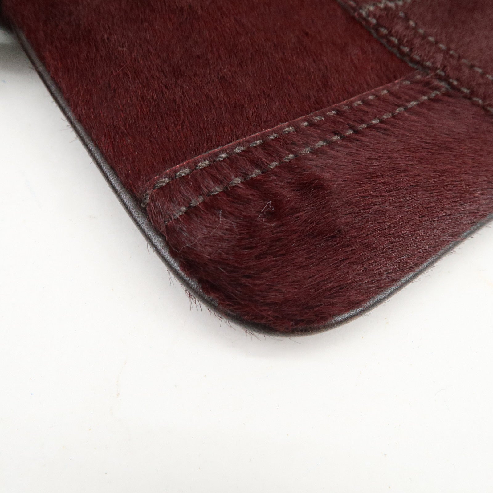 COACH Unborn Calf Leather Pouch Cosmetic Pouch Bordeaux Brown