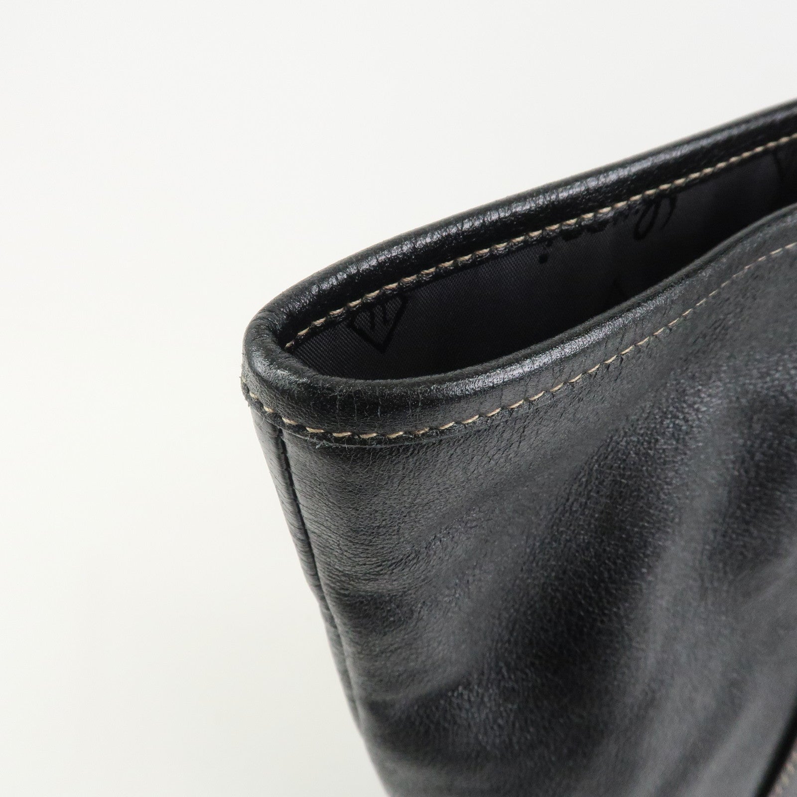 GUCCI Hysteria Leather Tote Bag Hand Bag Black 211126