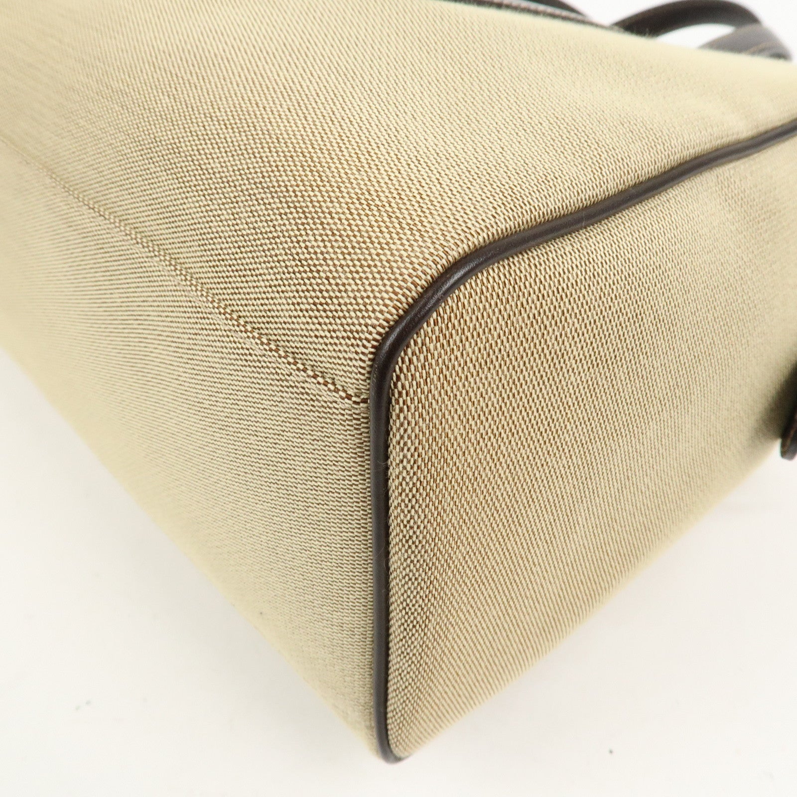GUCCI Canvas Leather Boston Bag Hand Bag Beige Brown 257288