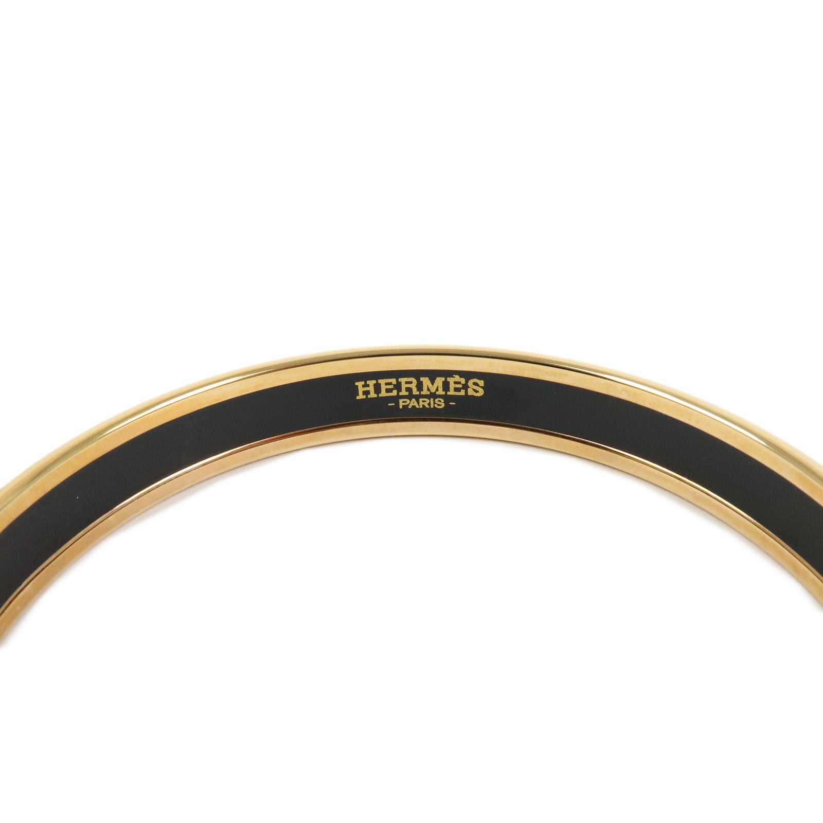 HERMES Email PM Gold Plated Bracelet Bangle White Orange Gold