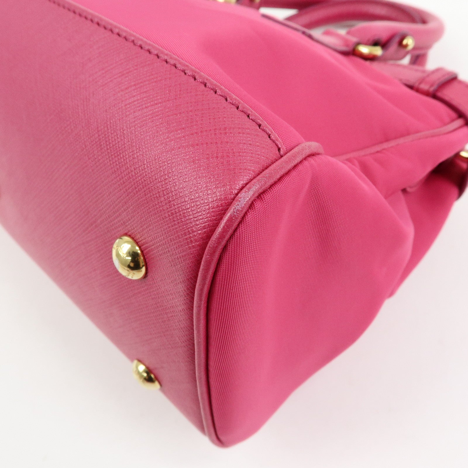 Ferragamo Gancini Nylon Leather 2Way Bag Hand Bag Pink
