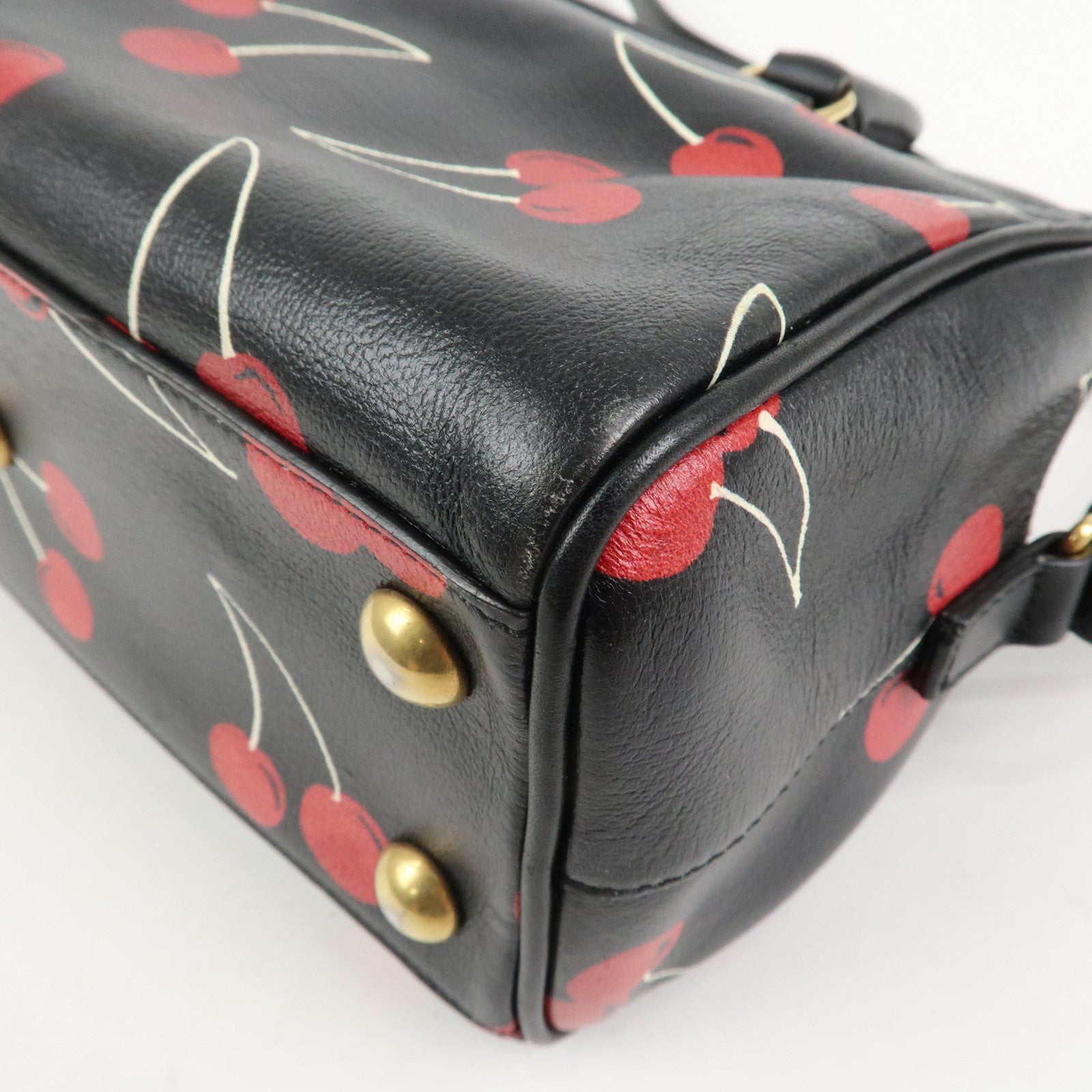 SAINT LAURENT PARIS Baby Duffle Leather Cherry 2Way Hand Bag 330958