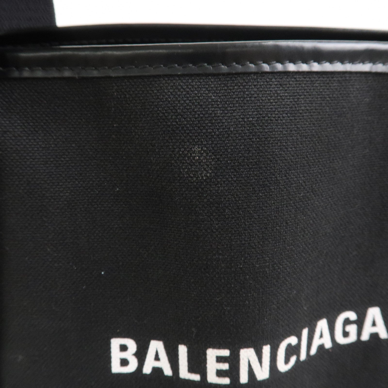 BALENCIAGA Navy Cabas Canvas Leather Small Tote Bag Hand Bag 339933