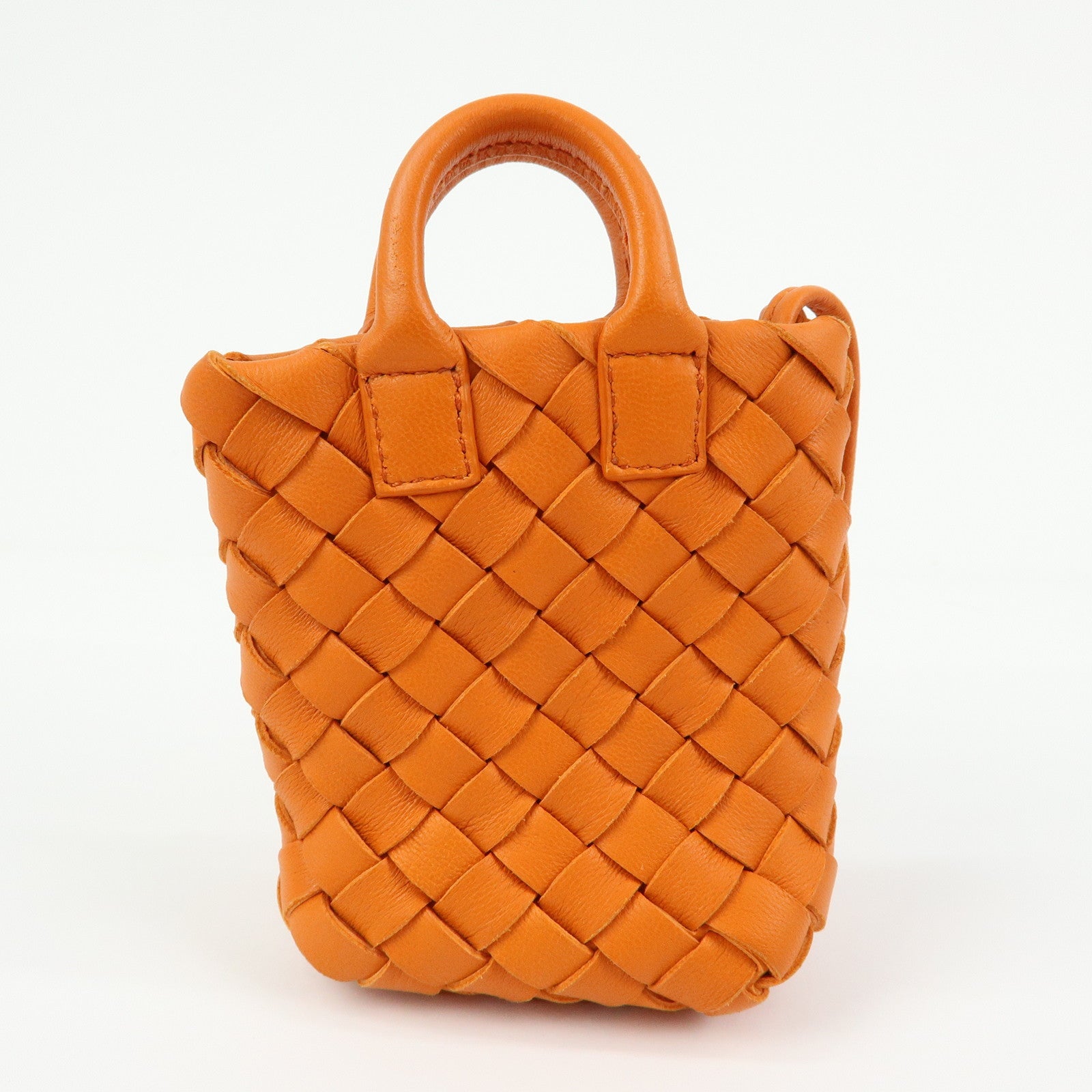 BOTTEGA VENETA Intrecciato Leather Bag Charm Orange 577778