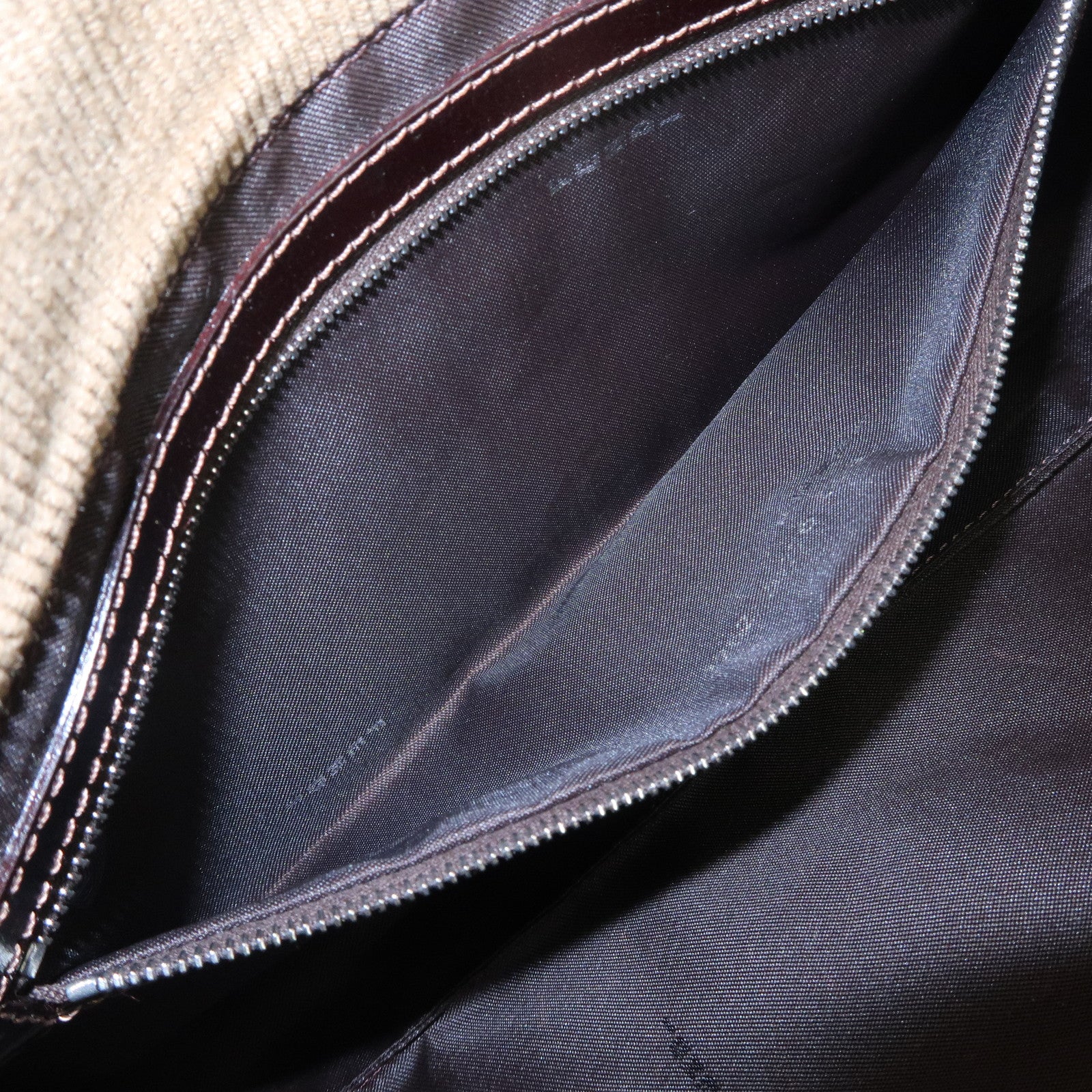 FENDI Logo Corduroy Shoulder Bag Hand Bag Caramel Used