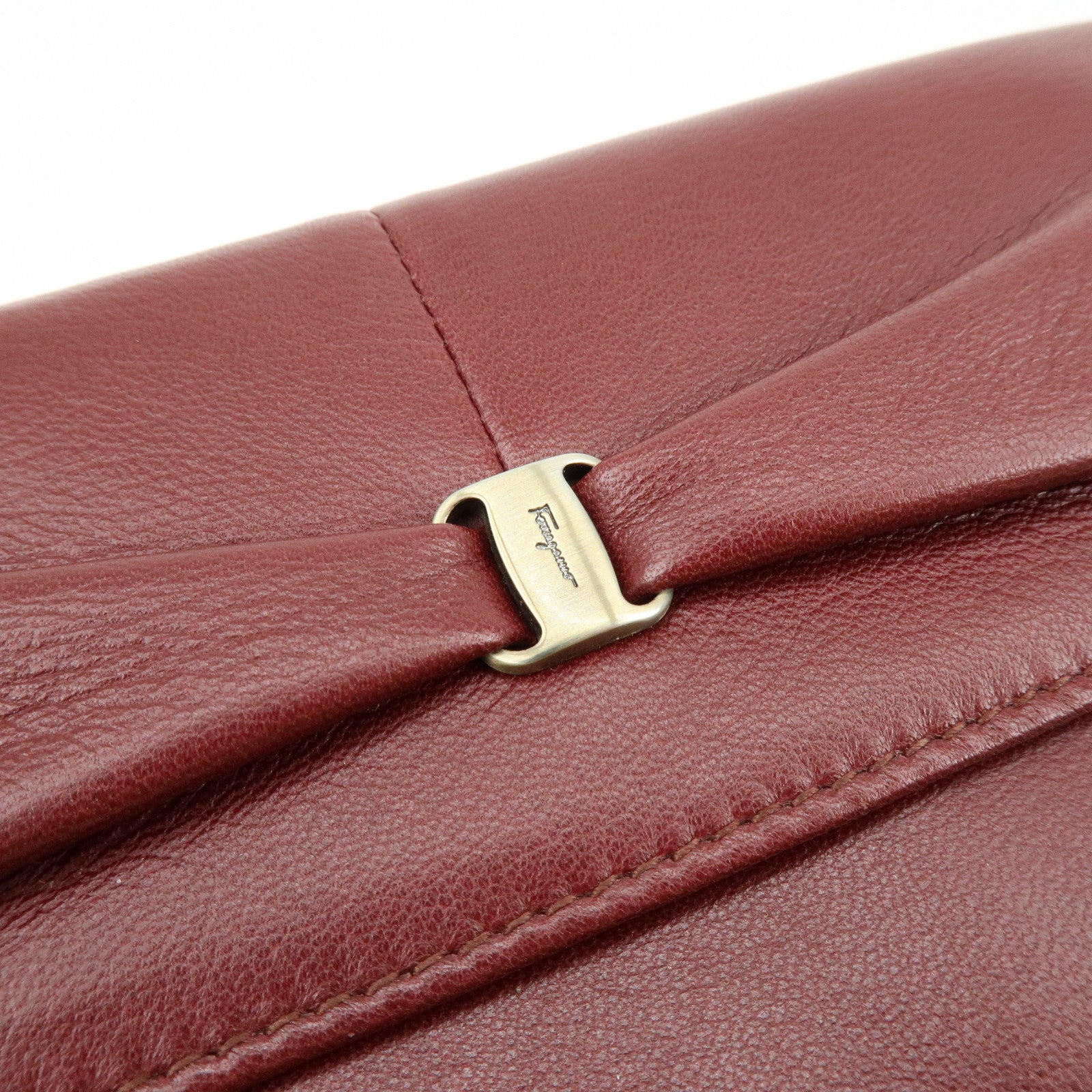 Ferragamo Vara Leather Long Wallet Bordeaux