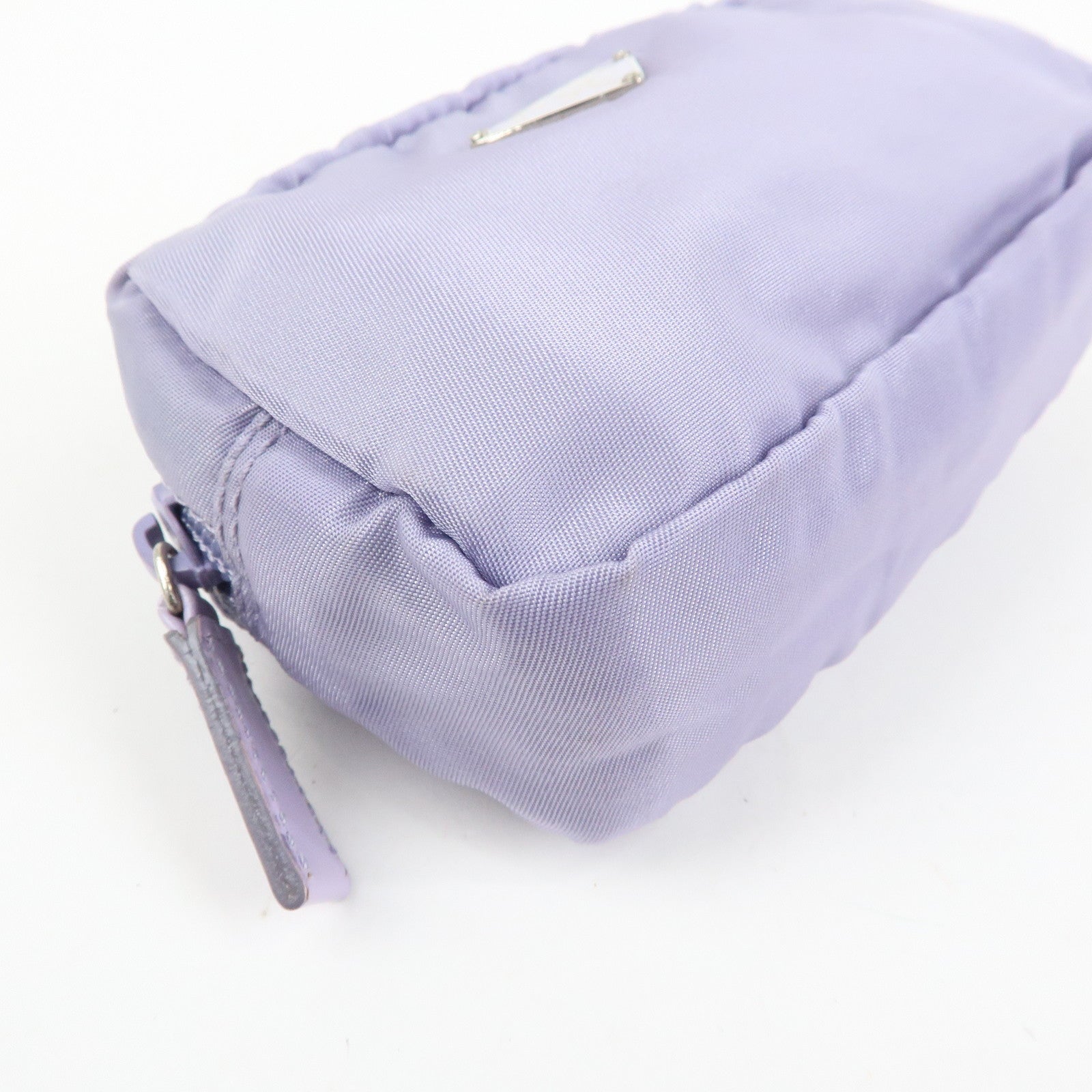 PRADA Triangle Logo Set of 3 Nylon Leather Pouch Pink Purple