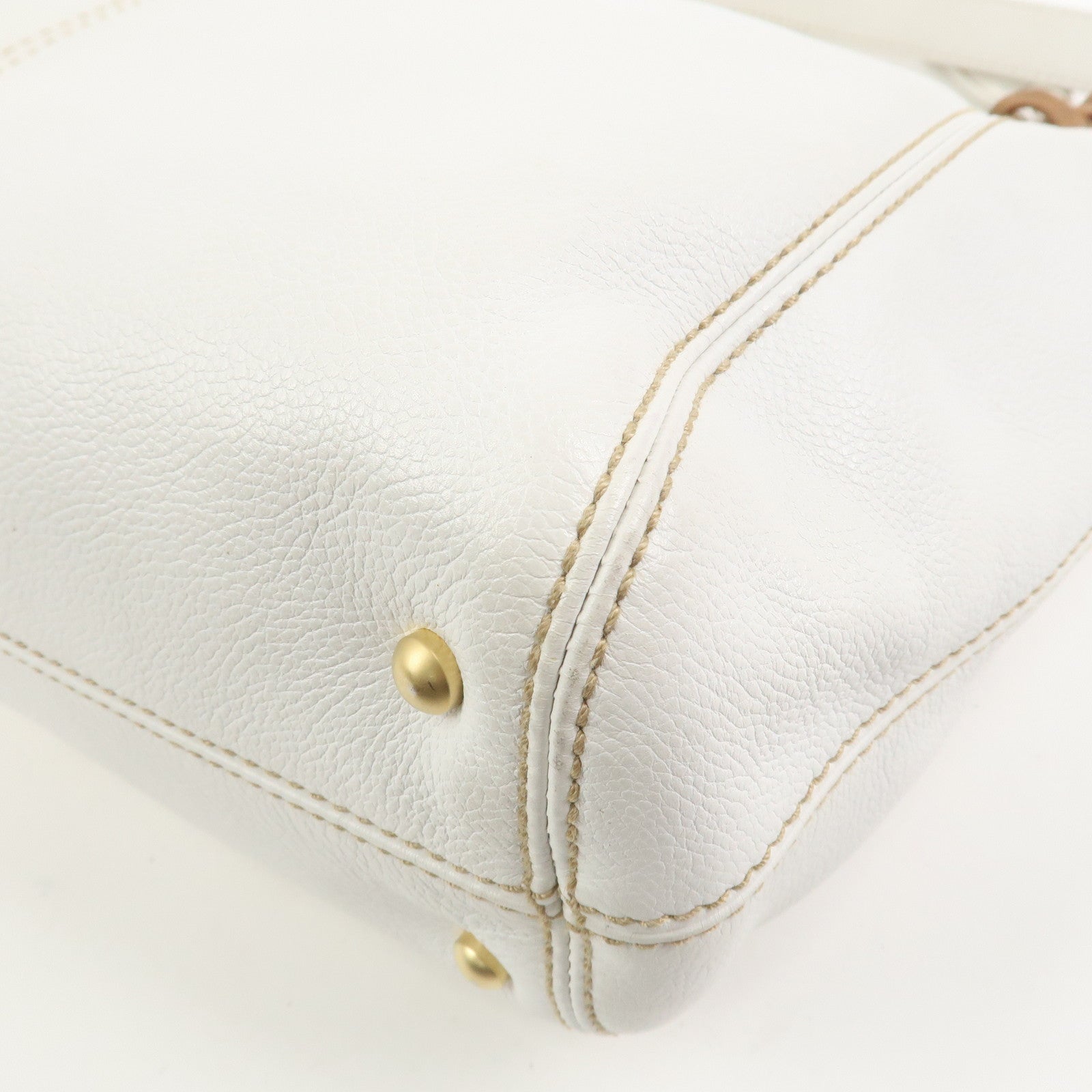 CHANEL COCO Mark Leather Wood Chain Shoulder Bag Off White 18MB096