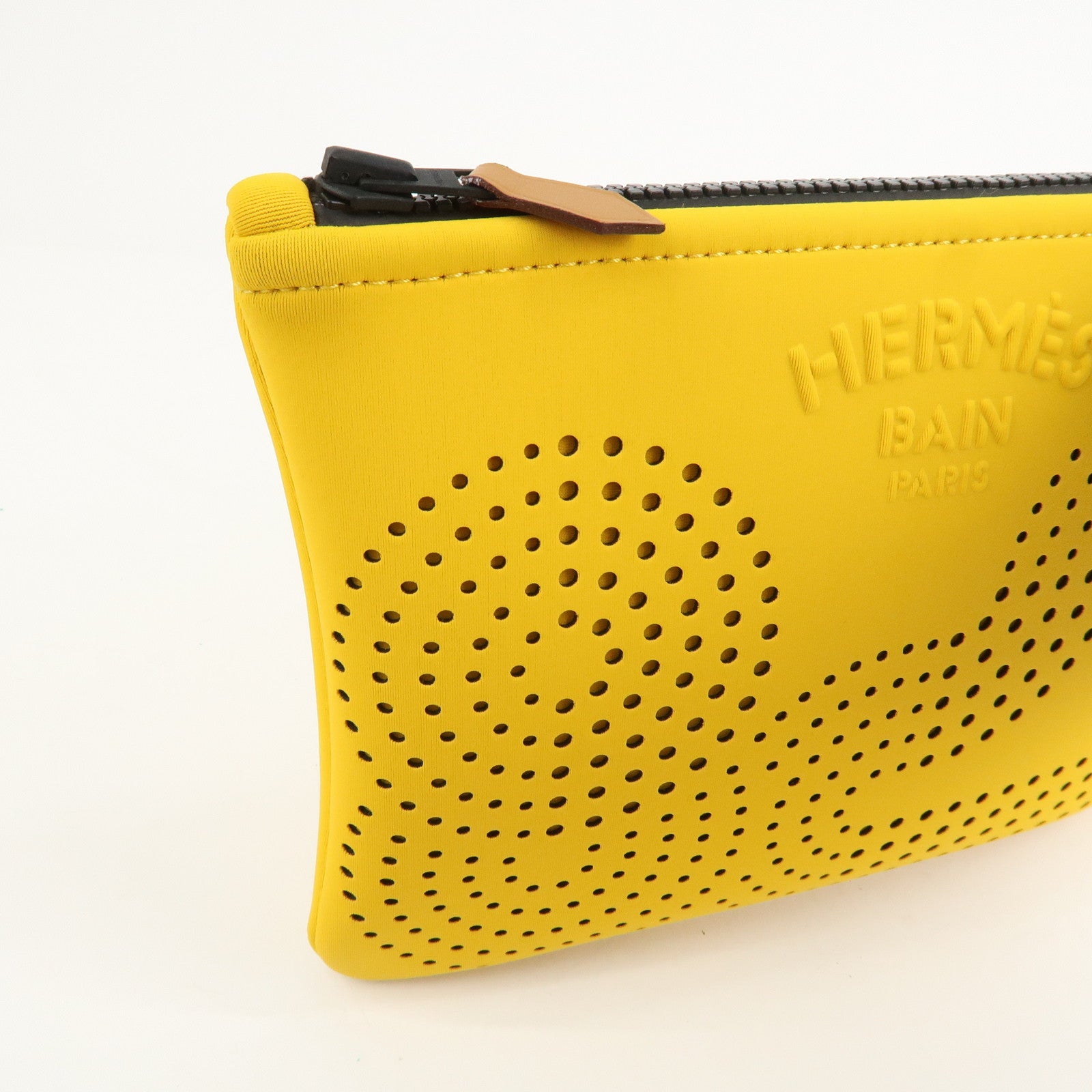 HERMES Neoprene Leather Neobain PM Pouch Cosmetic Pouch Yellow