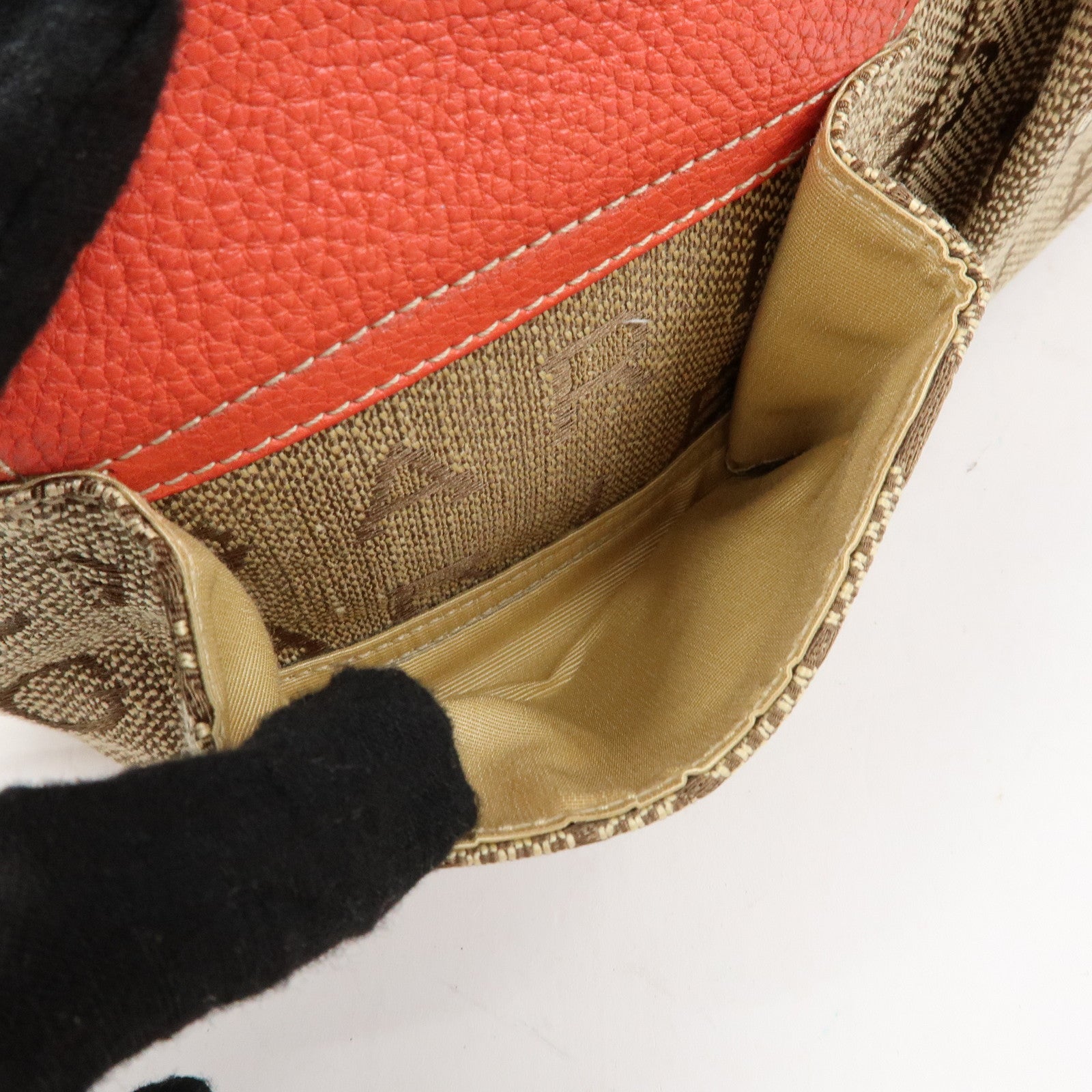 BVLGARI Logomania Canvas Leather 2Way Hand Shoulder Bag Brown Coral