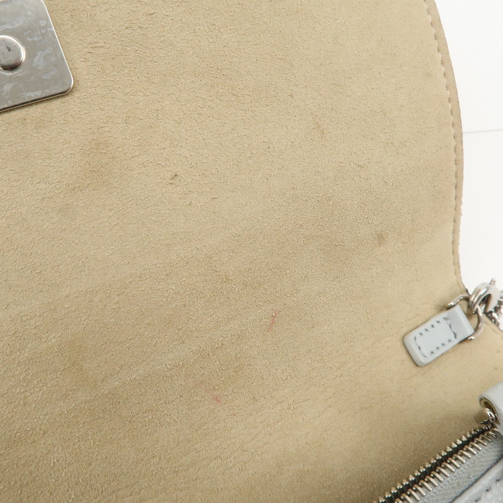 FENDI Logo Leather Monster Shoulder Bag Crossbody Bag Gray 8M0346