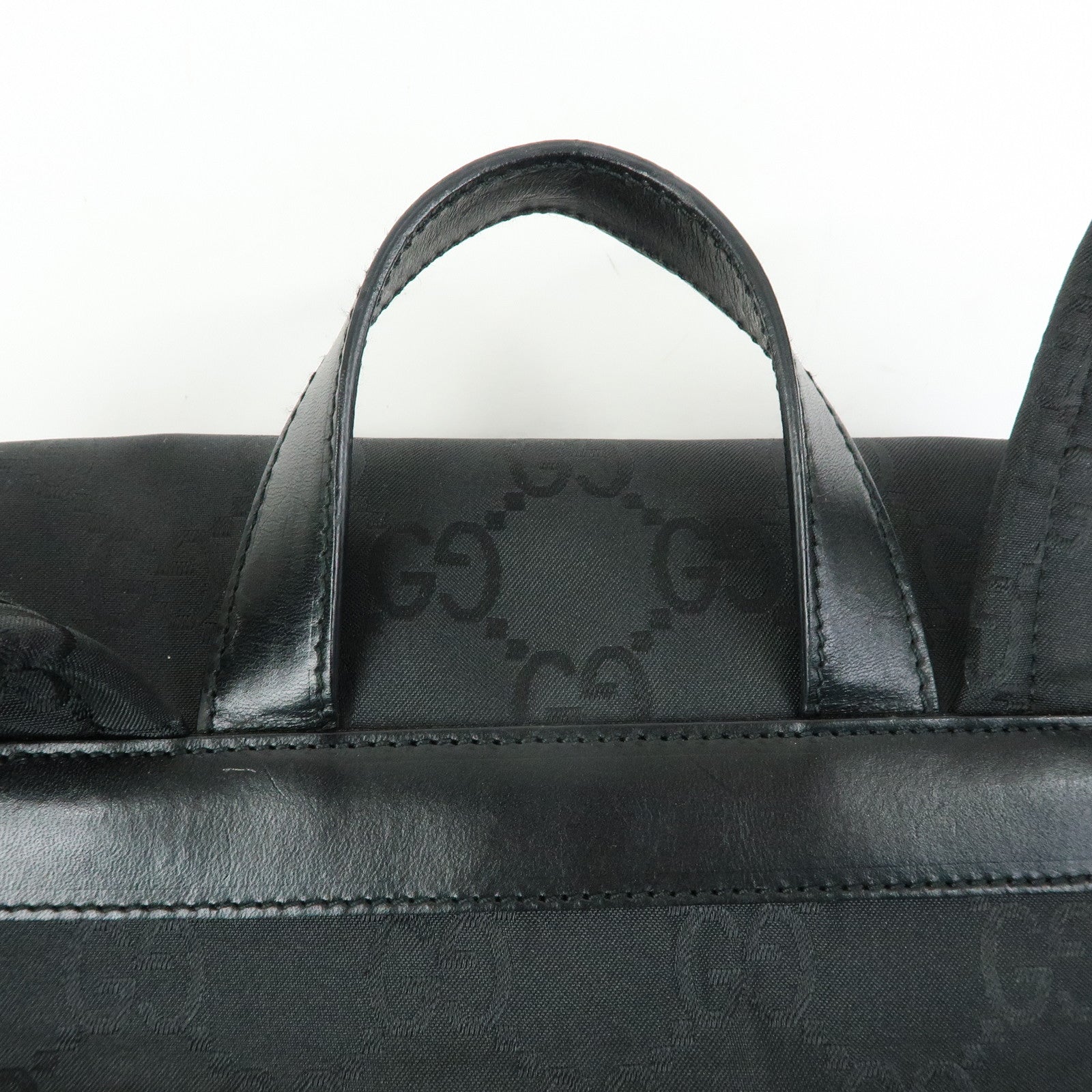 GUCCI GG Nylon Leather Backpack Rucksack Black 003・0238