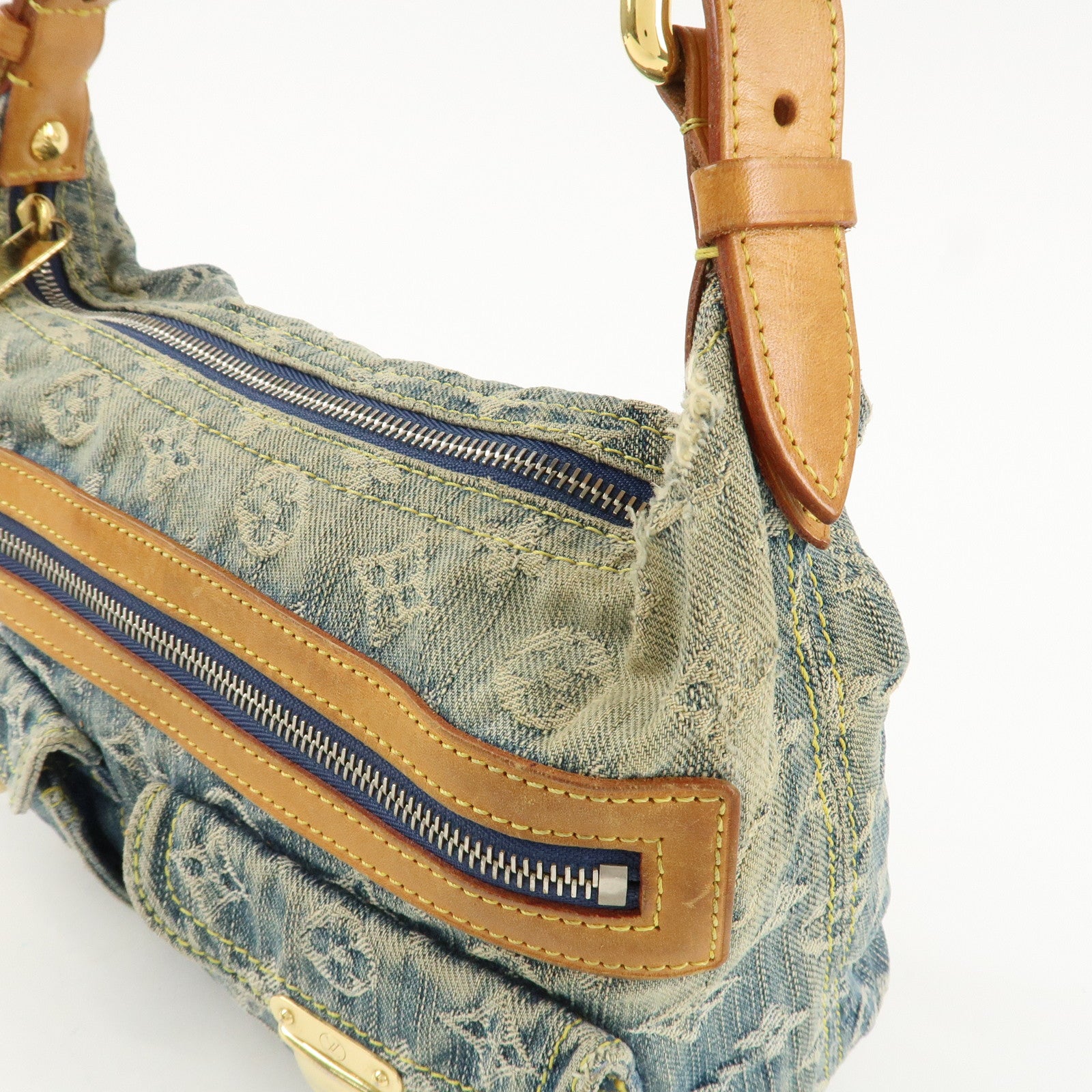 Louis Vuitton Monogram Denim Baggy PM 2Way Shoulder Bag Blue M95049 Used