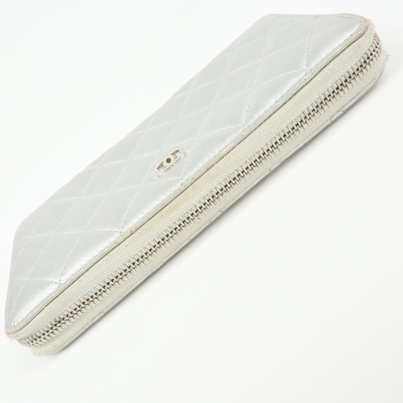 CHANEL Matelasse COCO Mark Lamb Skin Zippy Long Wallet A50097