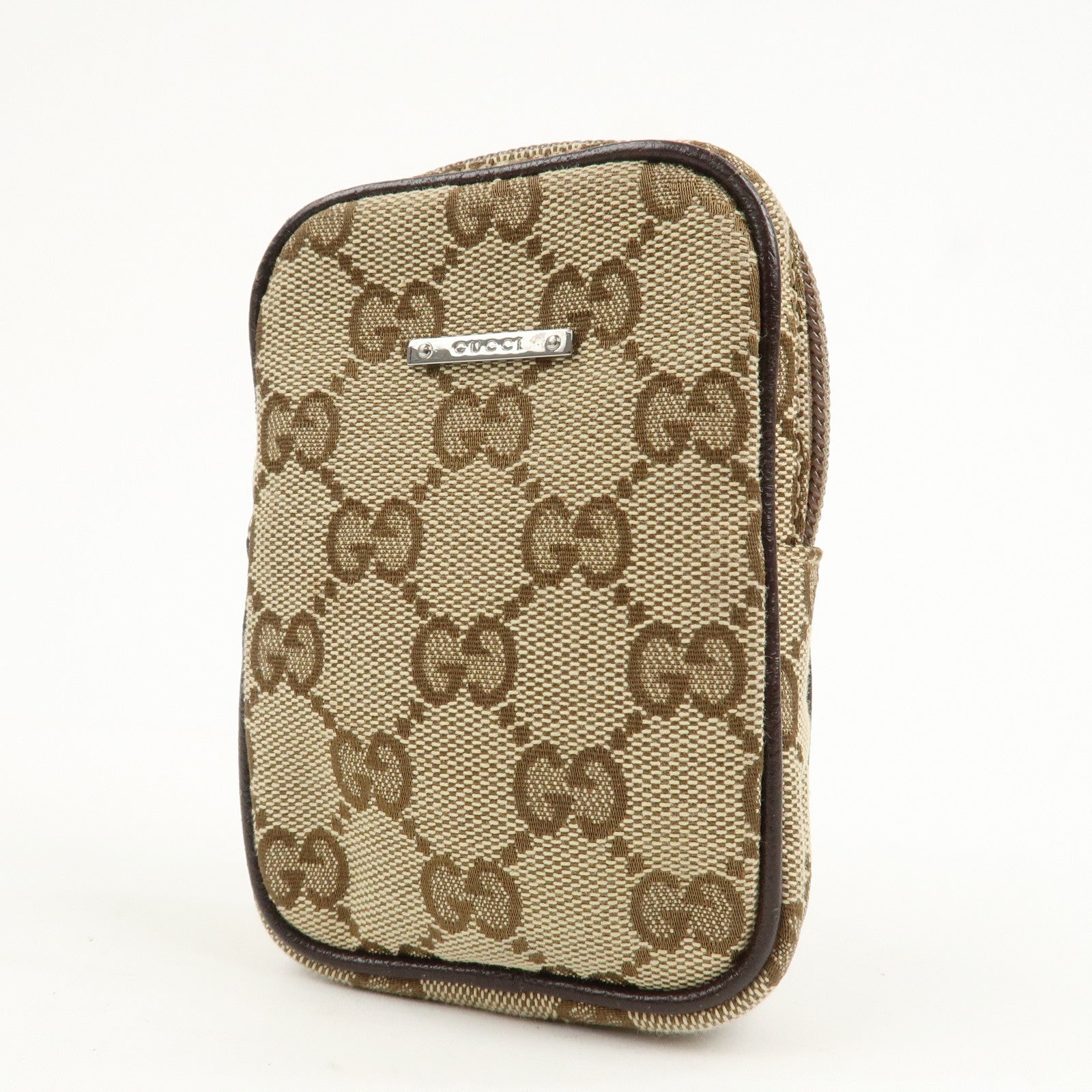 GUCCI GG Canvas Leather Cigarette Case Beige Brown 115249