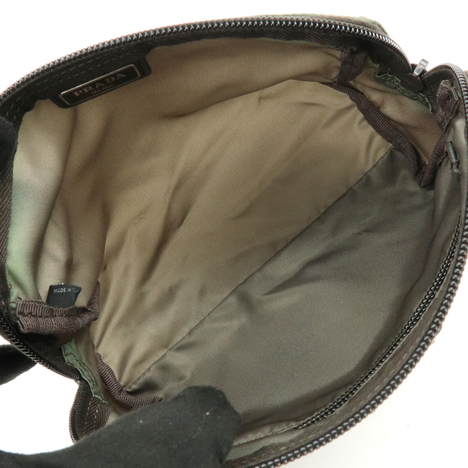 PRADA Triangle Logo Set of 2 Nylon Pouch Cosmetic Pouch Red Khaki