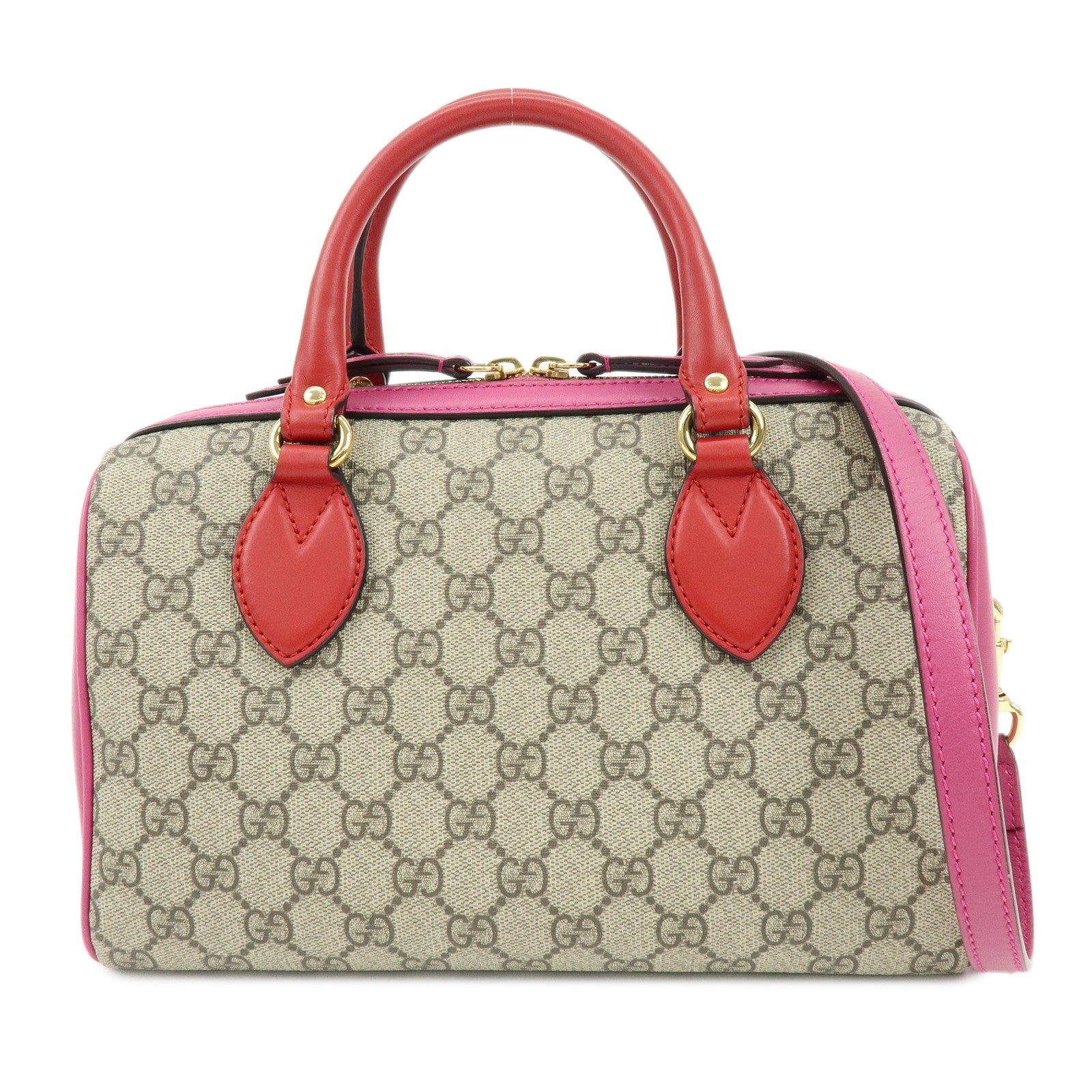 GUCCI GG Supreme Leather 2WAY Shoulder Bag Beige Red Pink 409529