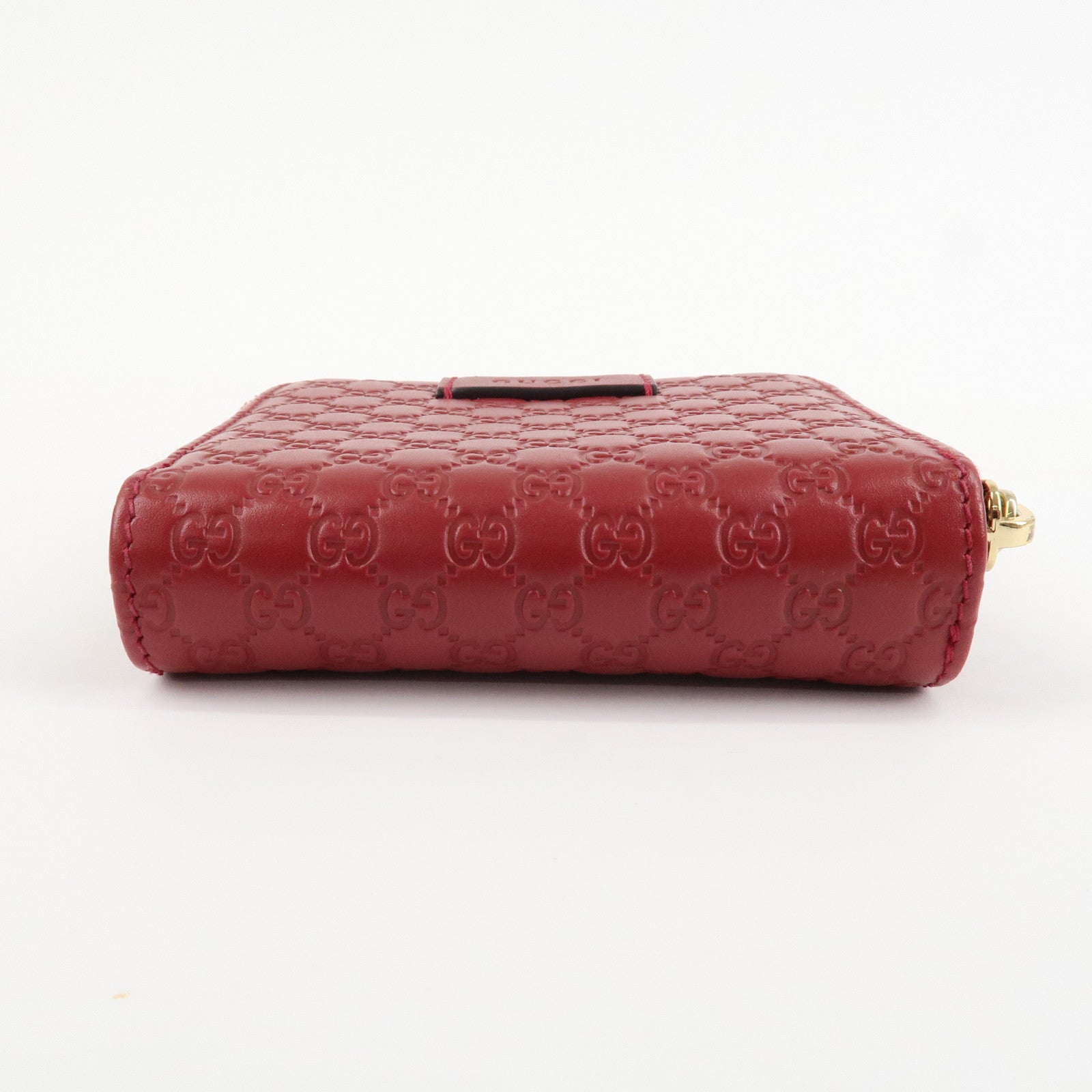GUCCI Micro Guccissima Leather Bi-Fold Compact Wallet Red 449395 Used