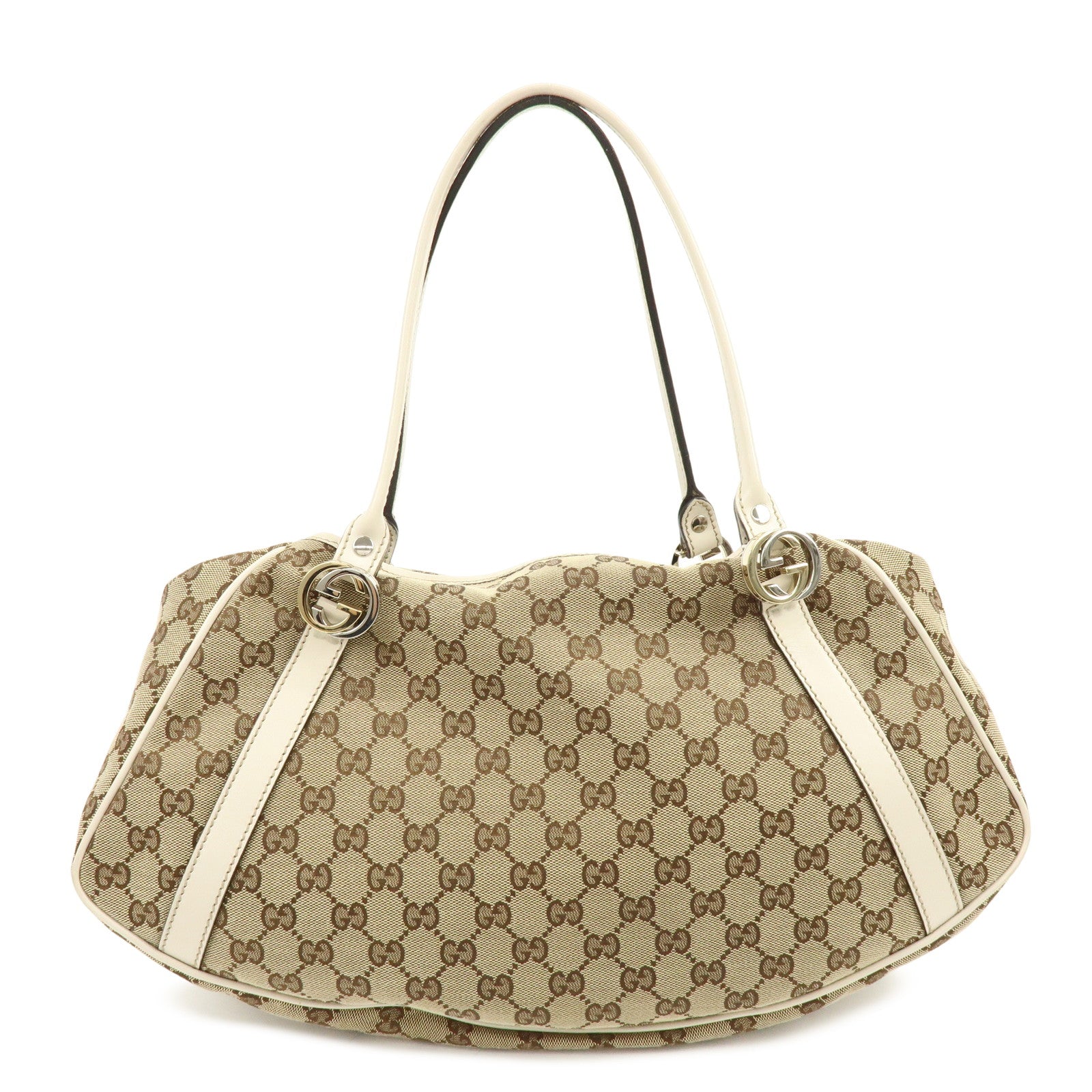 GUCCI Interlocking G GG Twins Canvas Leather Tote Bag Beige 232963