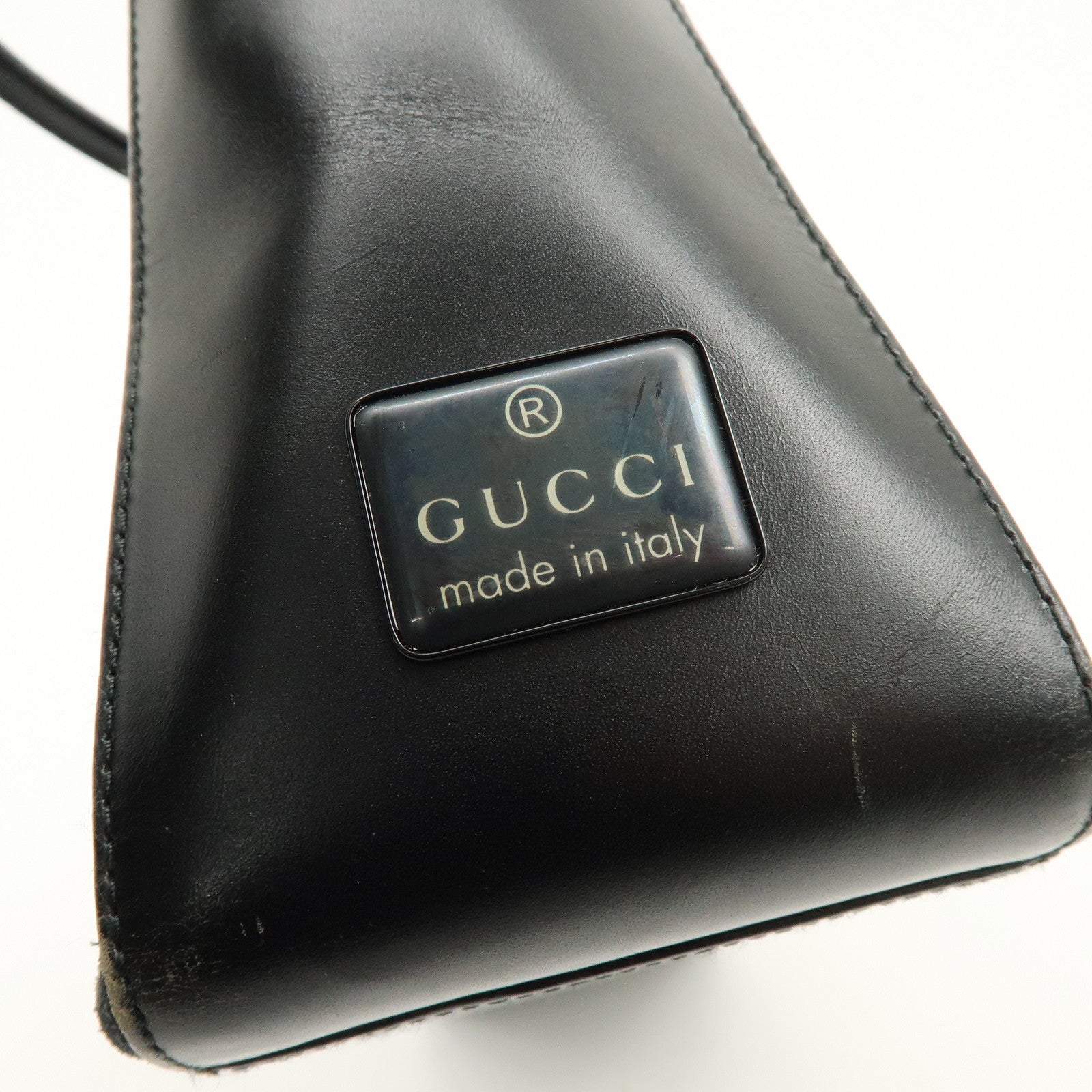 GUCCI Suede Leather Shoulder Bag Hand Bag Black 001・3770・0021222