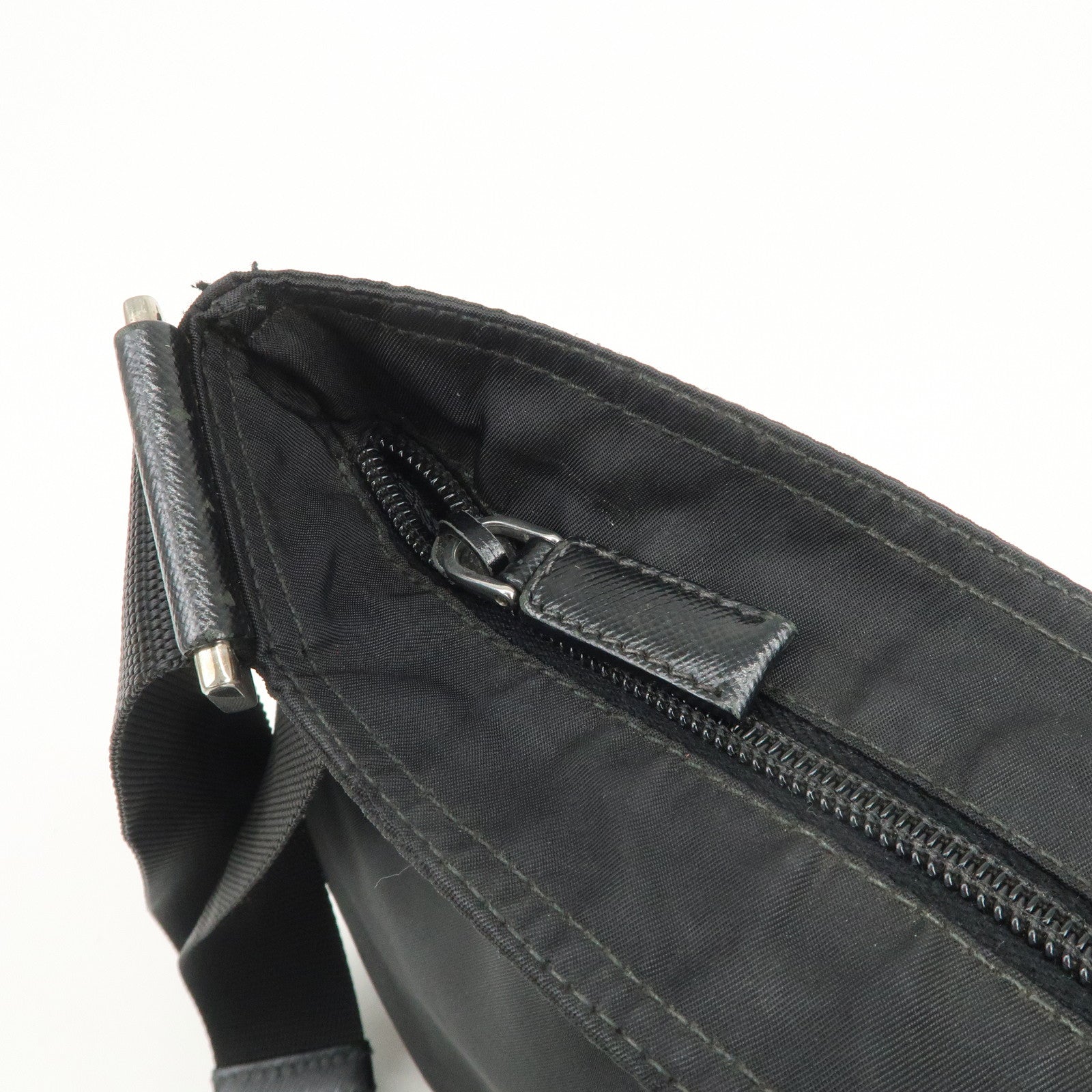 PRADA Triangle Logo Nylon Shoulder Bag Crossbody Bag Black