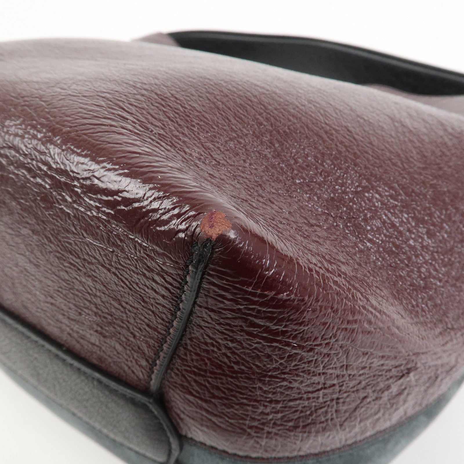 GIVENCHY Suede Leather Hand Bag Shoulder Bag Gray Bordeaux Black