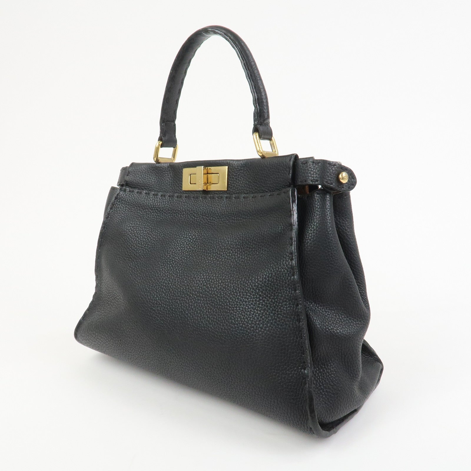 FENDI Selleria Peekaboo Leather 2Way Bag Hand Bag Shoulder Bag