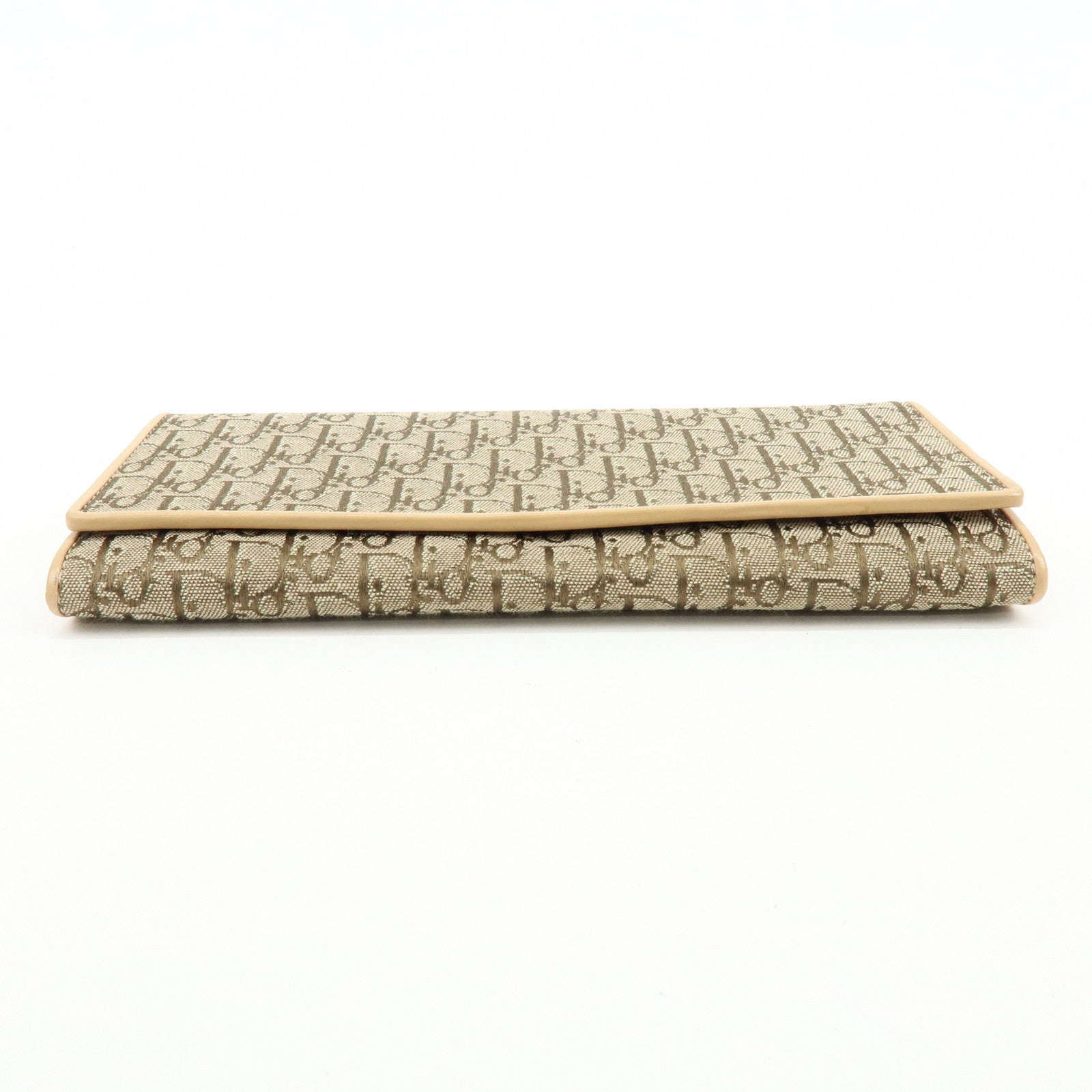 Christian Dior Trotter Jaquard Canvas Leather Long Wallet Brown