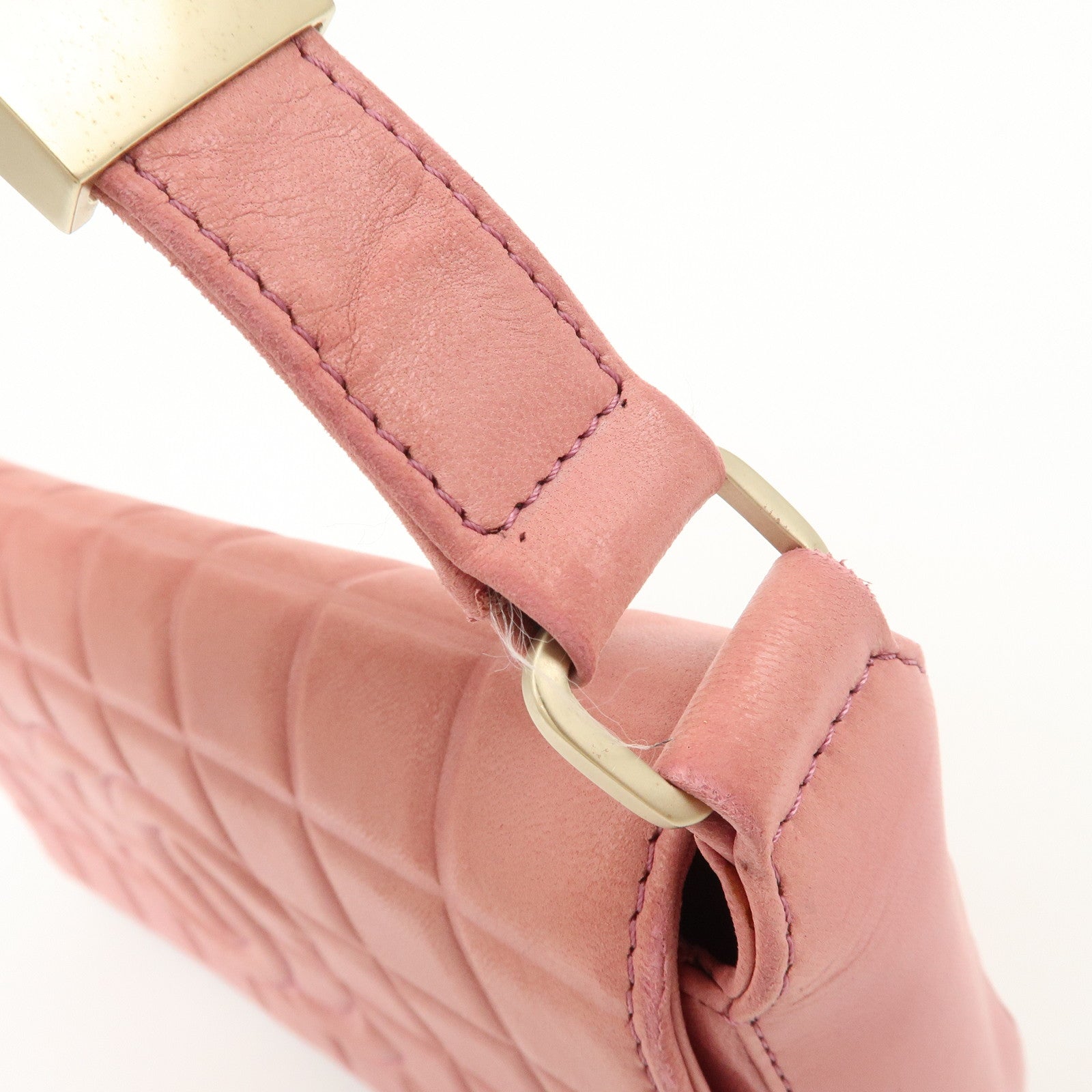 CHANEL COCO Mark Chocolate Bar Lamb Skin Shoulder Bag Pink