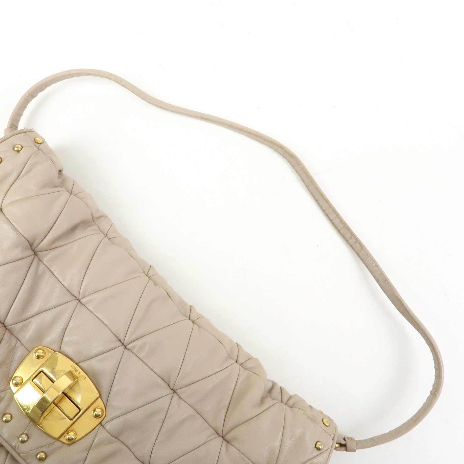 MIU MIU Nappa Leather 2Way Bag Hand Bag Shoulder Bag Beige