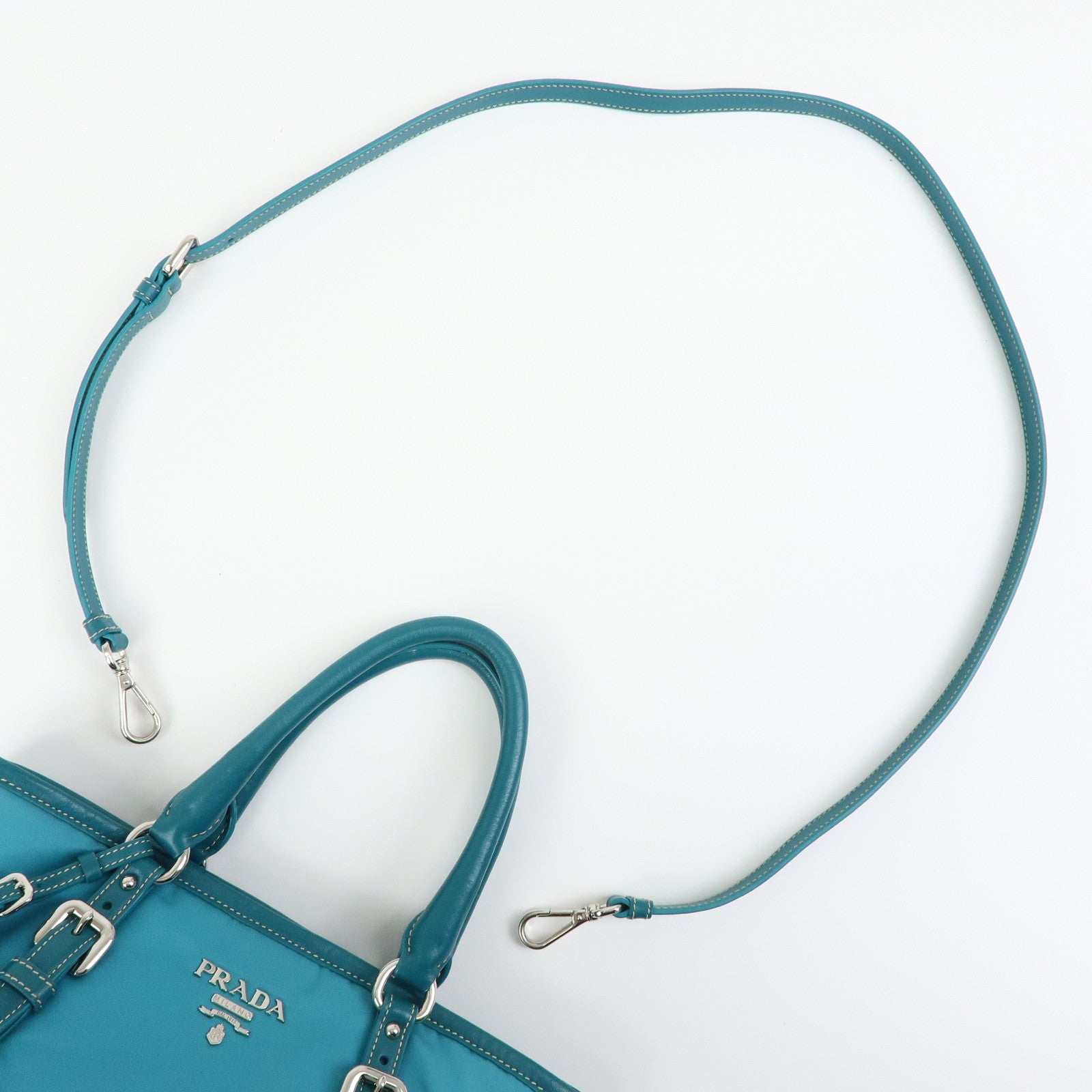 PRADA Nylon Leather 2Way Tote Hand Shoulder Bag Green BN1841