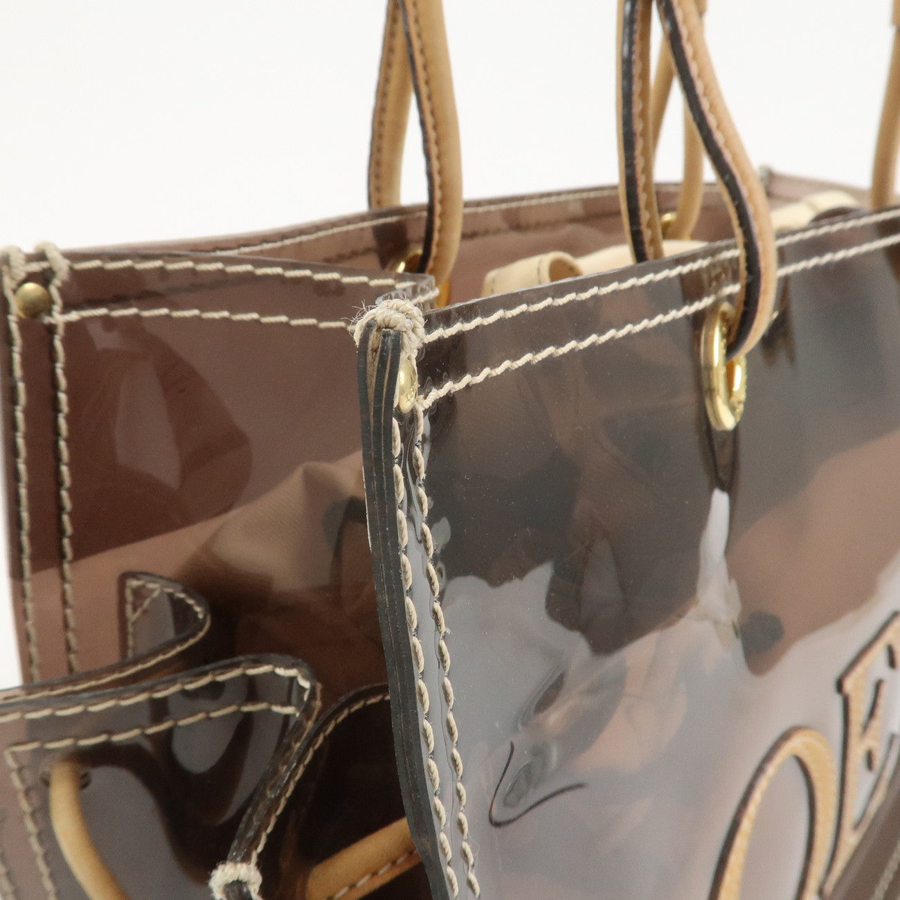 LOEWE Anagram PVC Leather Tote Bag Shoulder Bag Brown