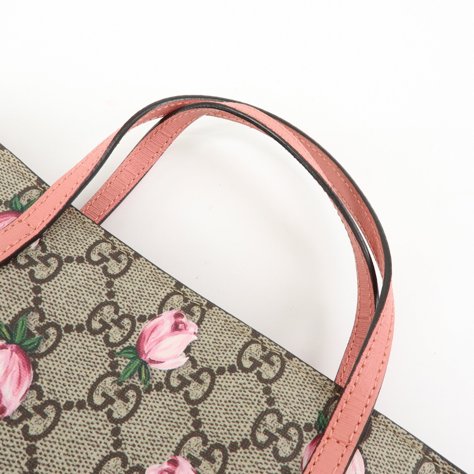 GUCCI Children's GG Supreme Leather Tote Bag Rose Beige Pink 410812