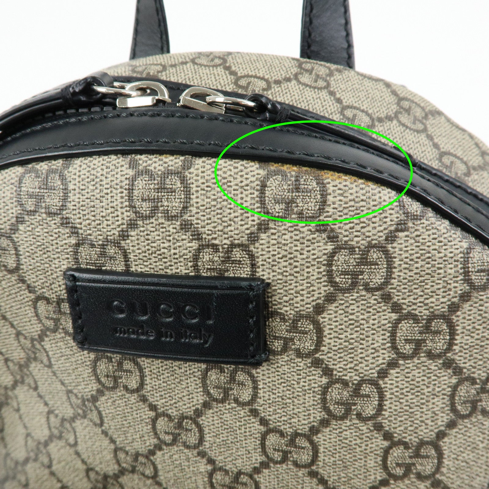 GUCCI GG Supreme Leather Backpack Rucksack Beige Black 429020