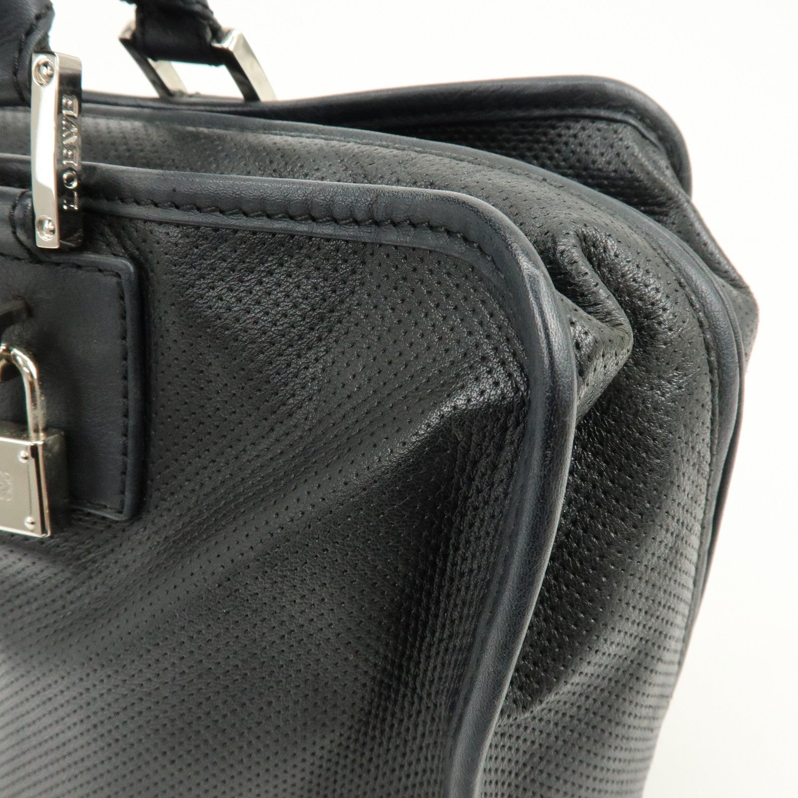 LOEWE Anagram Leather Amazona 36 Hand Bag Boston Bag Black