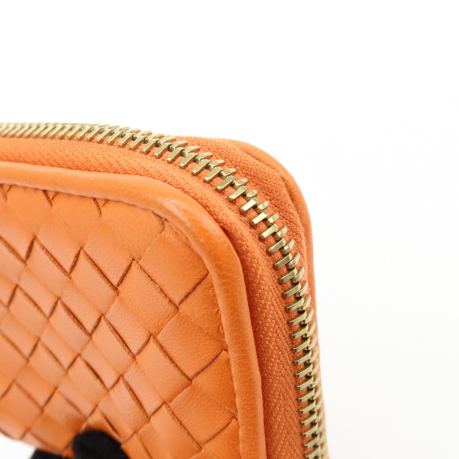 BOTTEGA VENETA Intrecciato Lamb Skin Coin Case Orange 114075