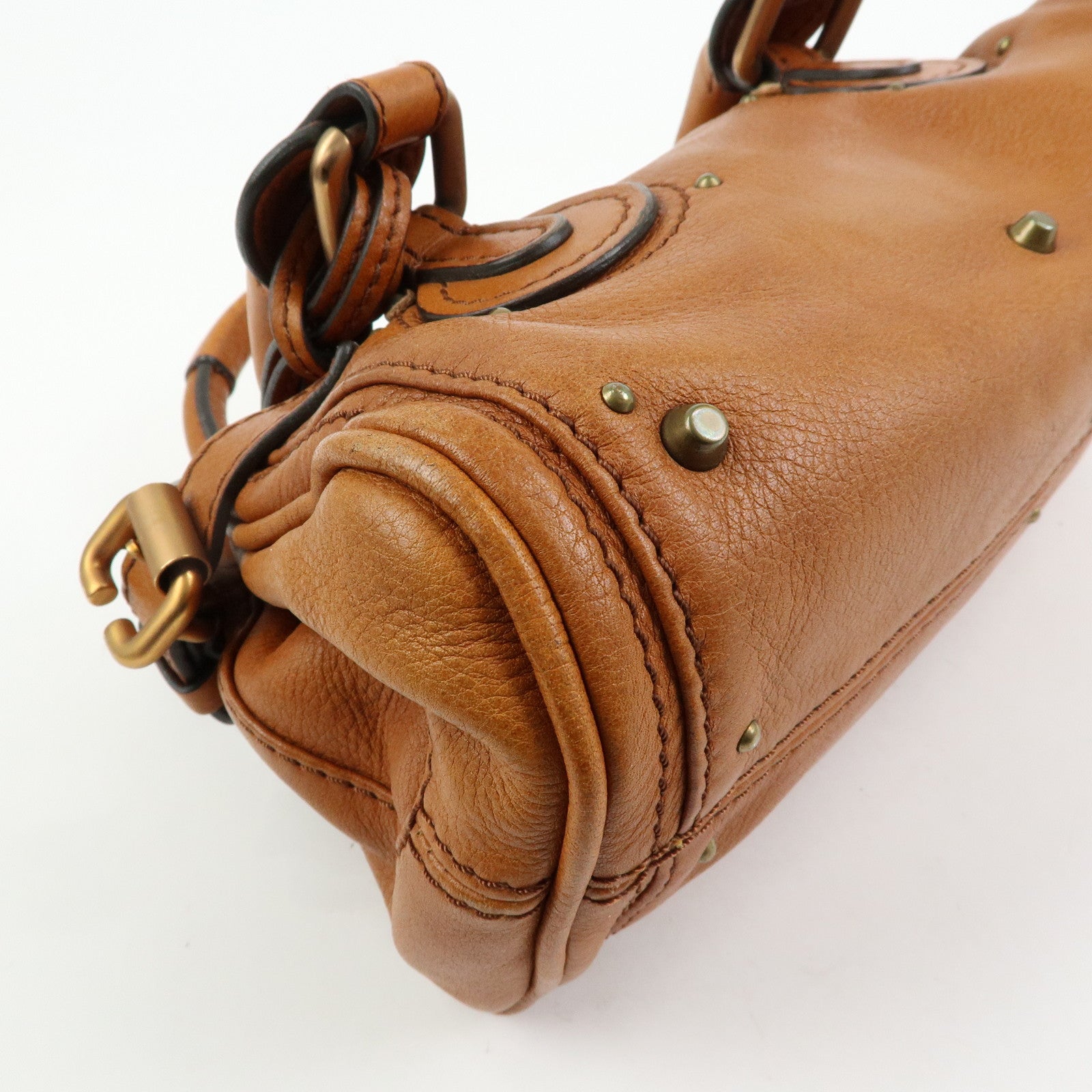 Chloe Paddington Leather Mini Hand Bag Boston Bag Brown