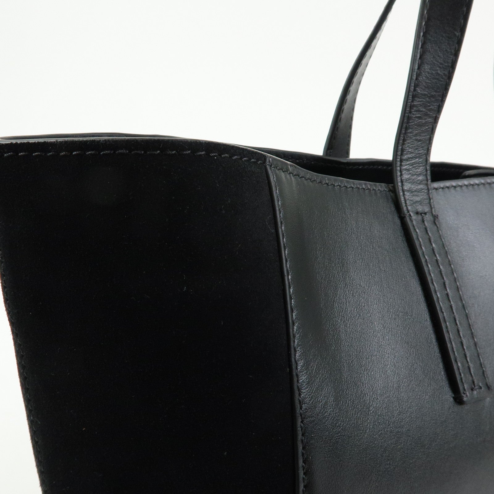 Chloe See By Chloe Leather Suede Tote Bag Shoulder Bag Black