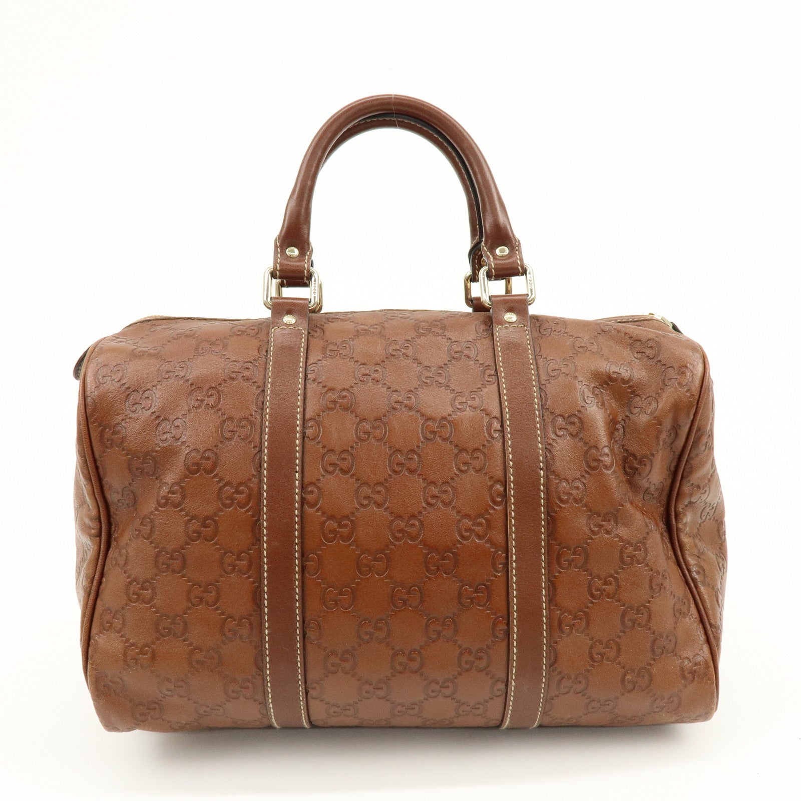 GUCCI Guccissima Leather Boston Bag Hand Bag Brown 193603