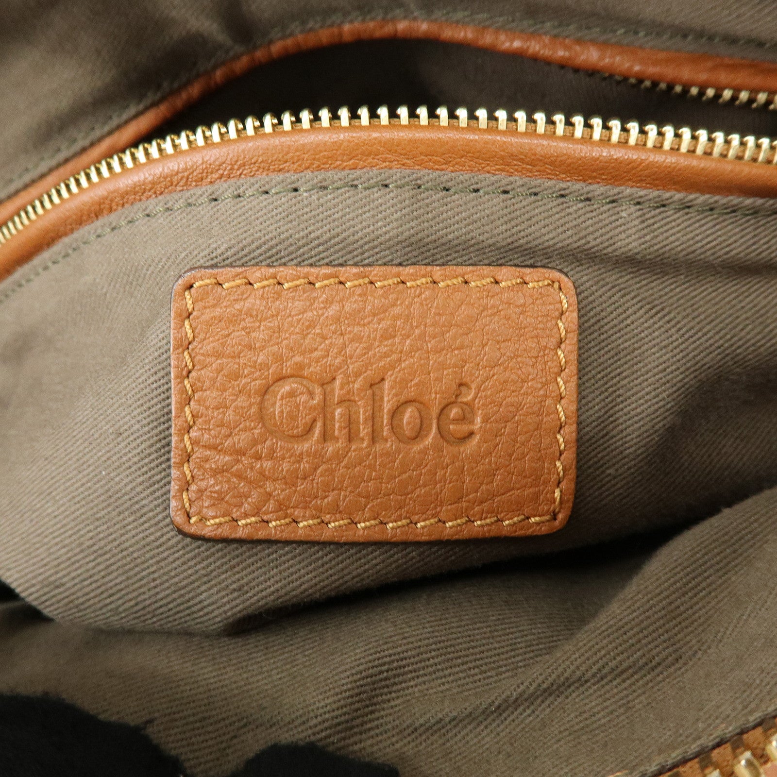 Chloe Marcie Leather Tote Bag Hand Bag Shoulder Bag Brown
