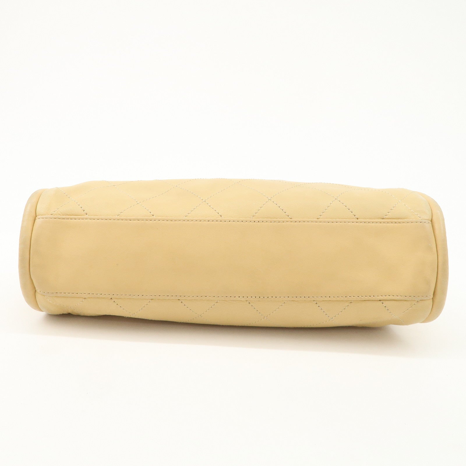 CHANEL Matelasse Lamb Skin Chain Shoulder Bag Beige A29285 Used