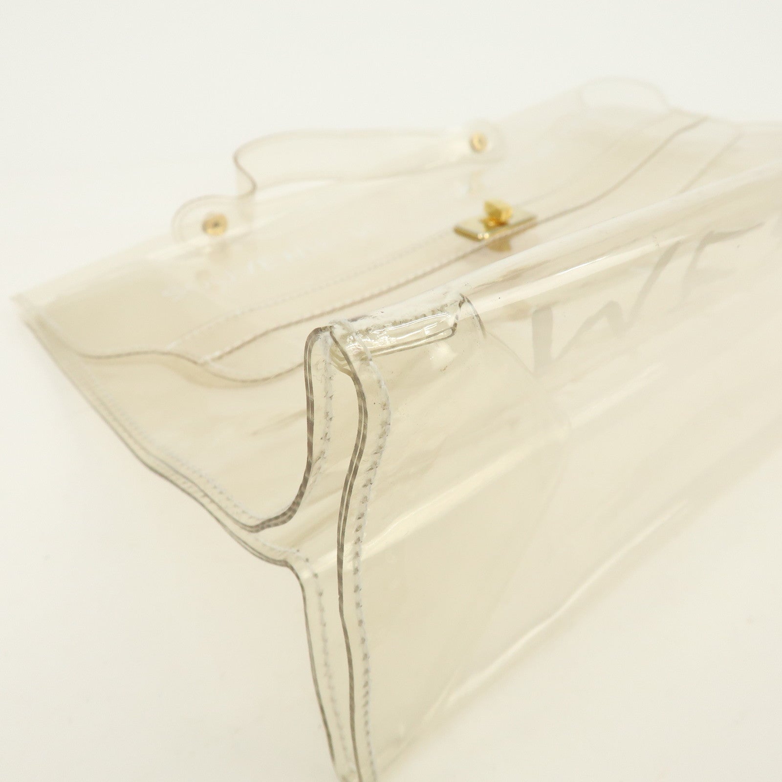 HERMES Vinyl Kelly Hand Bag Clear