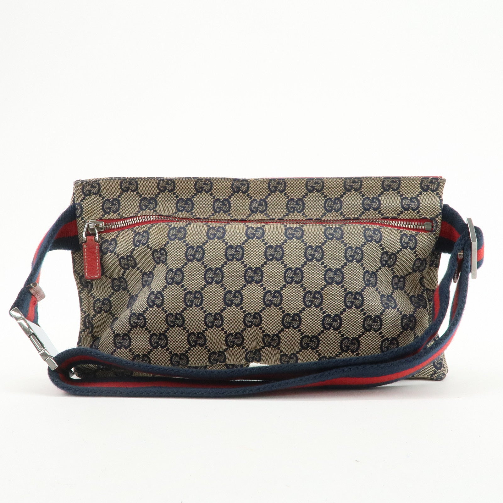 GUCCI Sherry GG Canvas Waist Bag Crossbody Bag Beige Red 28566