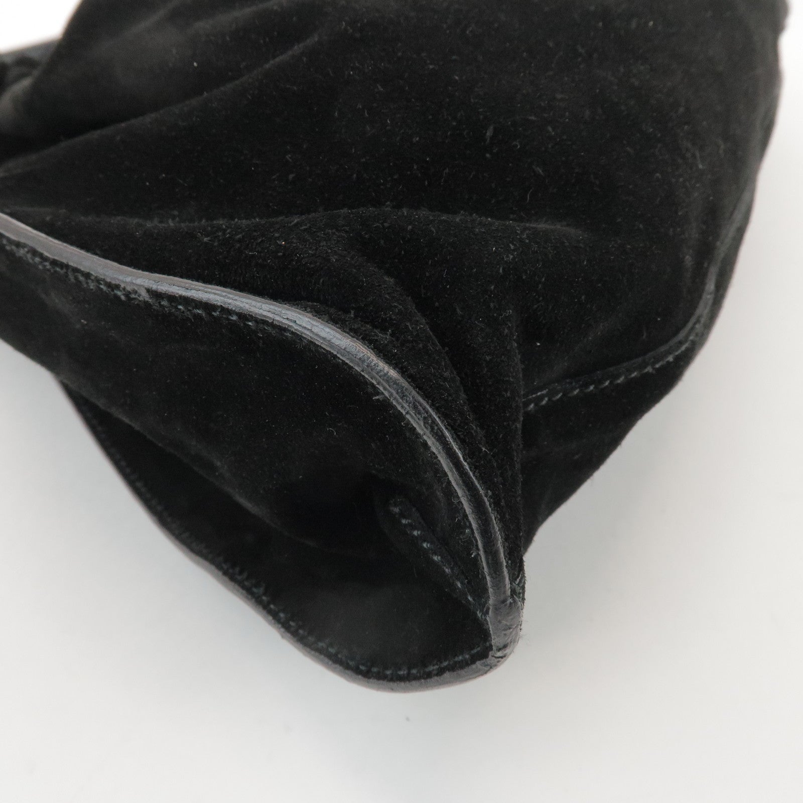 GUCCI Suede Leather Hand Bag Shoulder Bag Black 0014335