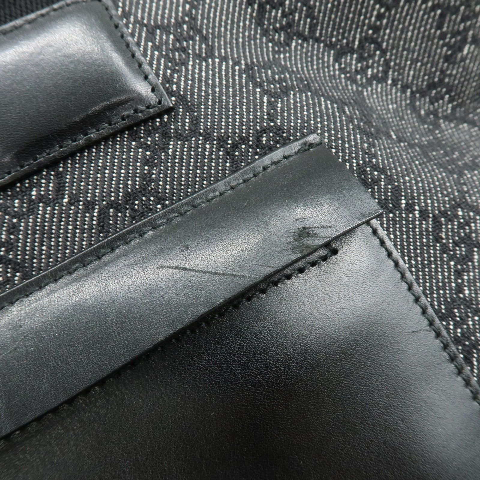 GUCCI GG Canvas Leather Tote Bag Shoulder Bag Black 34339