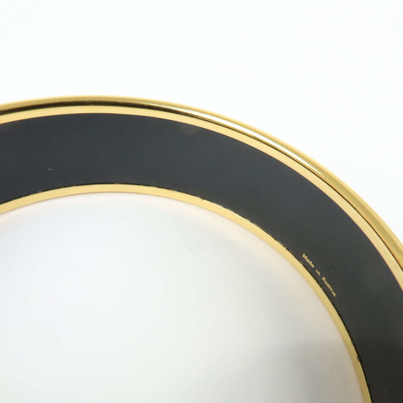 HERMES Email GM Bangle Gold Plated Bracelet Gold Black