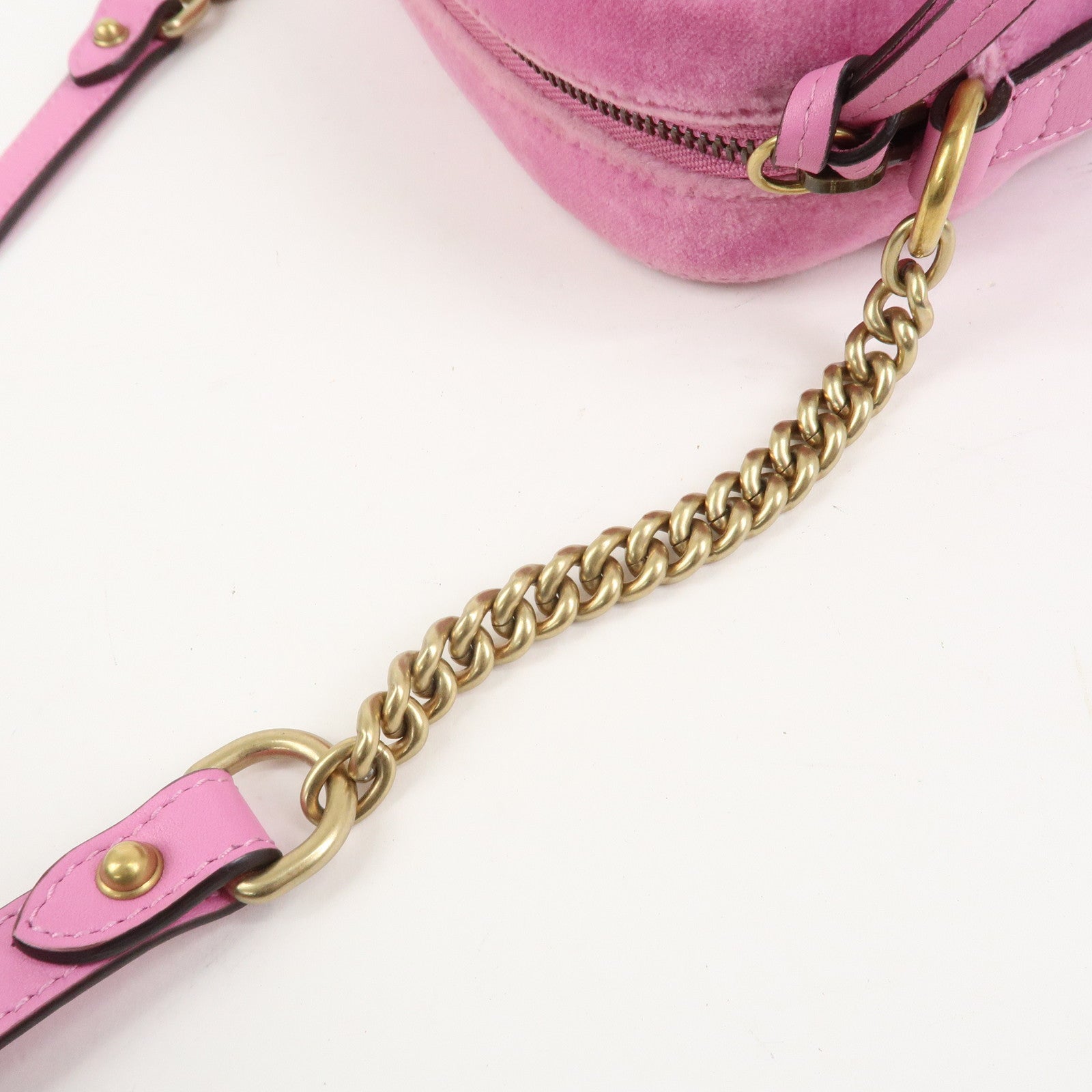 GUCCI GG Marmont Velvet Rhinestone Shoulder Bag Pink 448065
