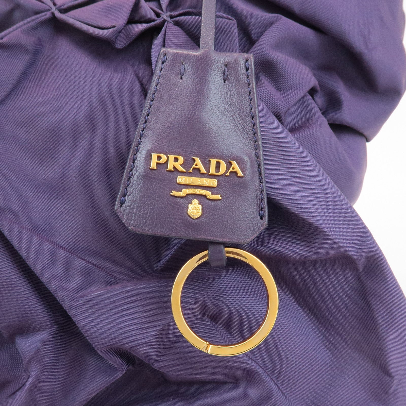 PRADA Triangle Logo Leather Nylon Tote Bag Shoulder Bag Purple Used