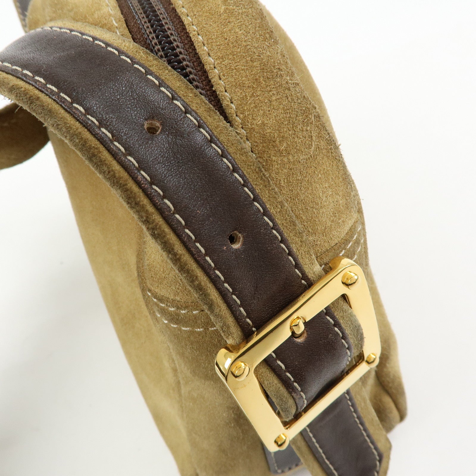 LOEWE Anagram Suede Leather Shoulder Bag Crossbody Bag Beige