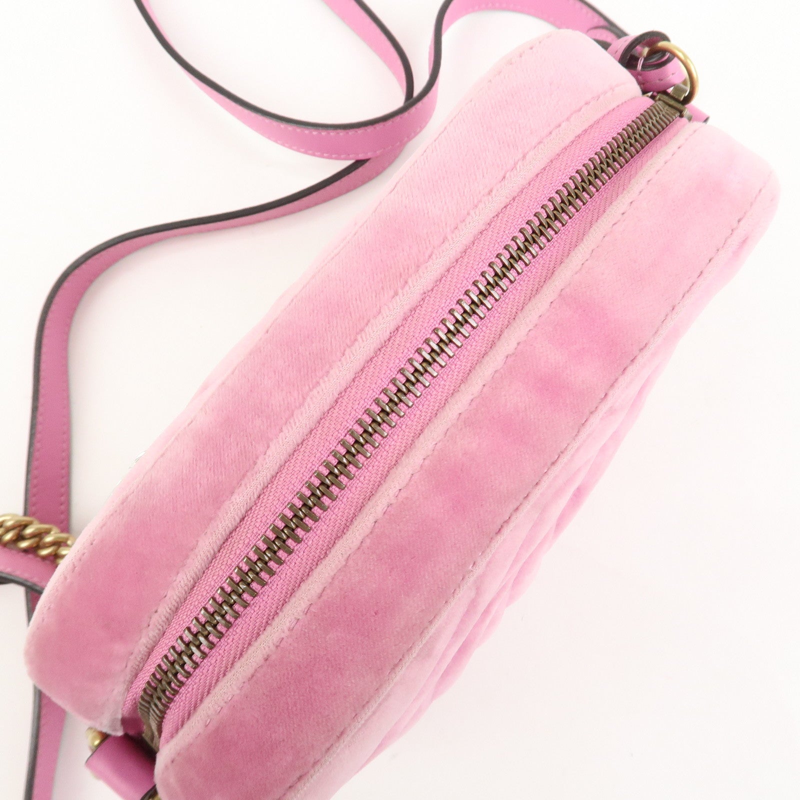 GUCCI GG Marmont Velour Shoulder Bag Corssbody Bag Pink 448065